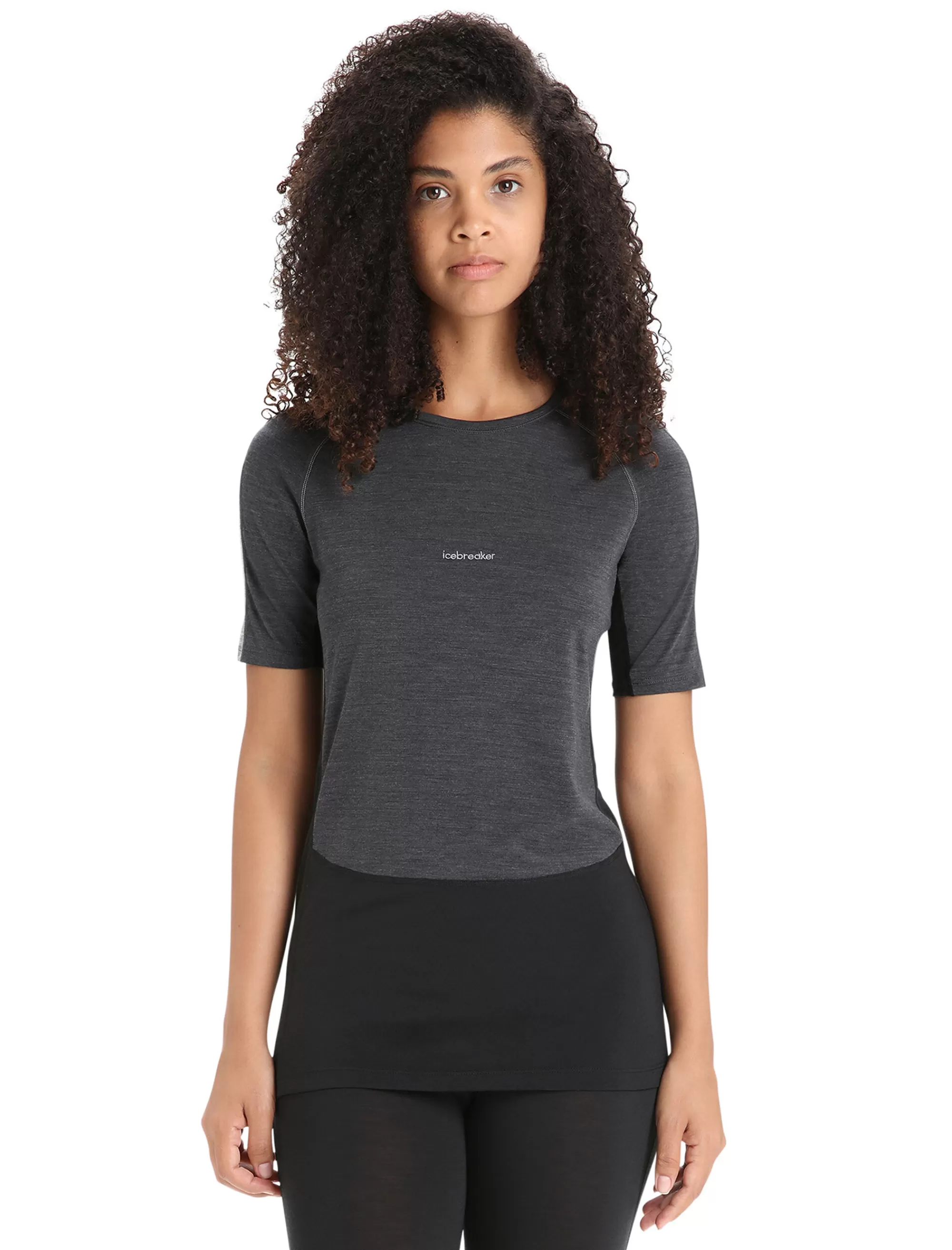 Flash Sale Icebreaker 125 Zoneknit™ Merino Kurzarmshirt Damen Jet Heather/Black