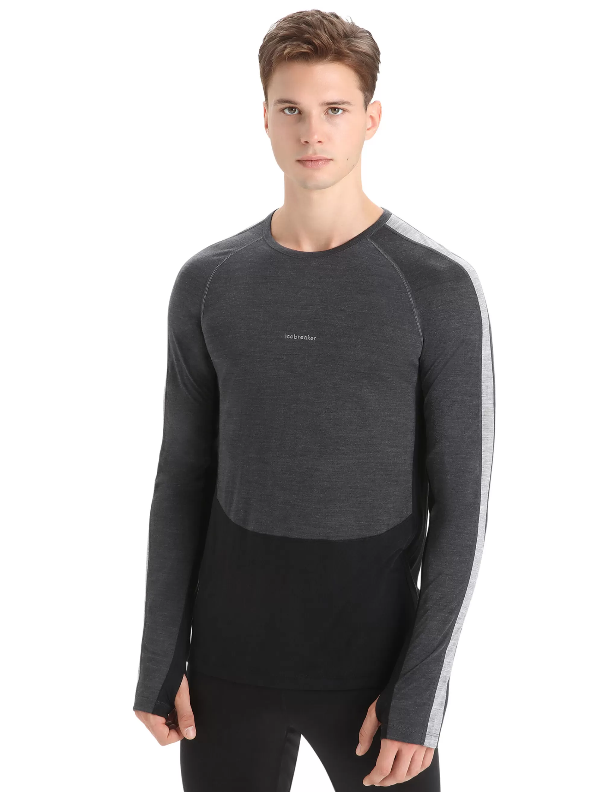 Hot Icebreaker 125 Zoneknit™ Merino Langarmshirt Herren Jet Heather/Black