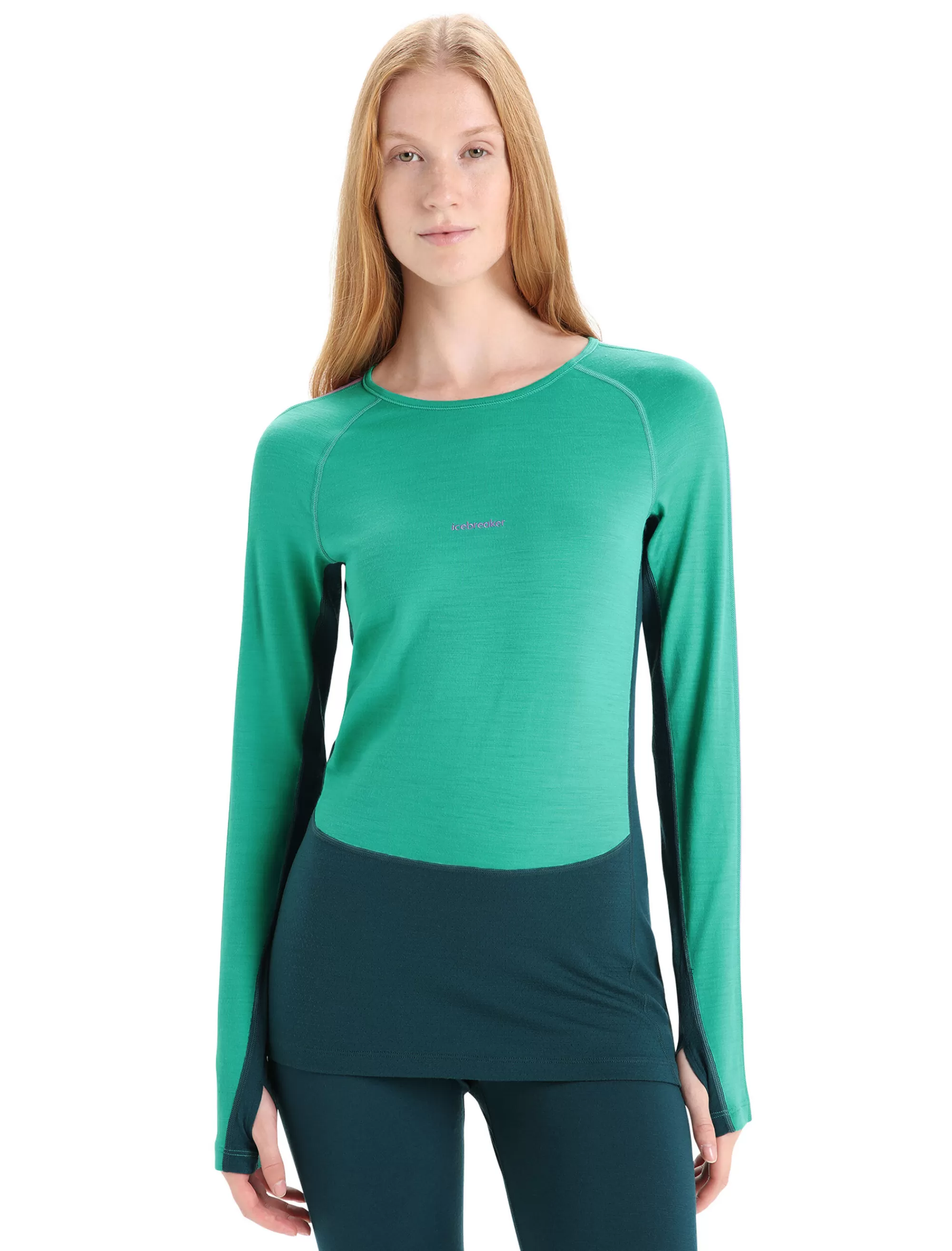 Cheap Icebreaker 200 Zoneknit™ Merino Langarmshirt Damen Fresh/Green Glory