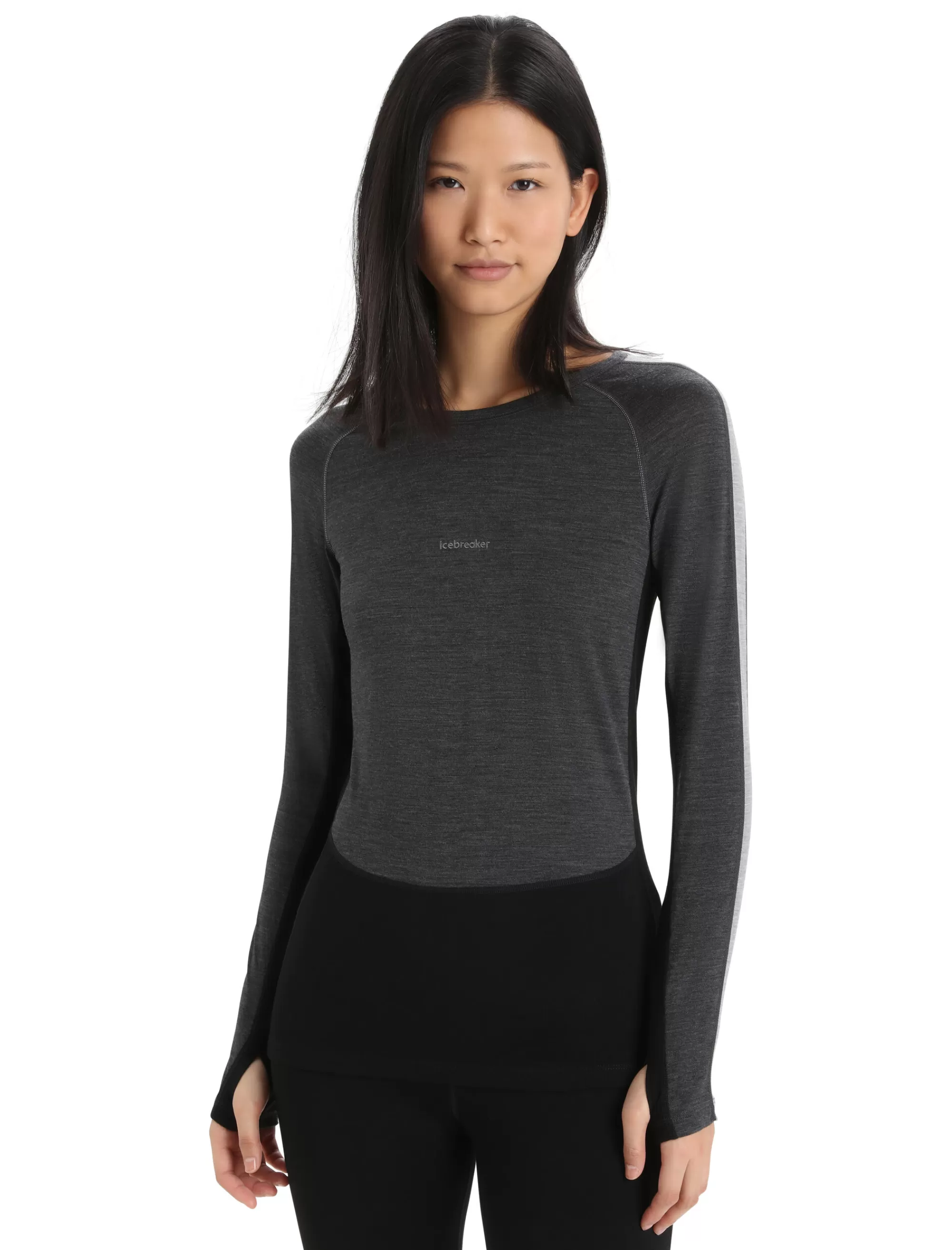 Outlet Icebreaker 200 Zoneknit™ Merino Langarmshirt Damen Jet Heather/Black