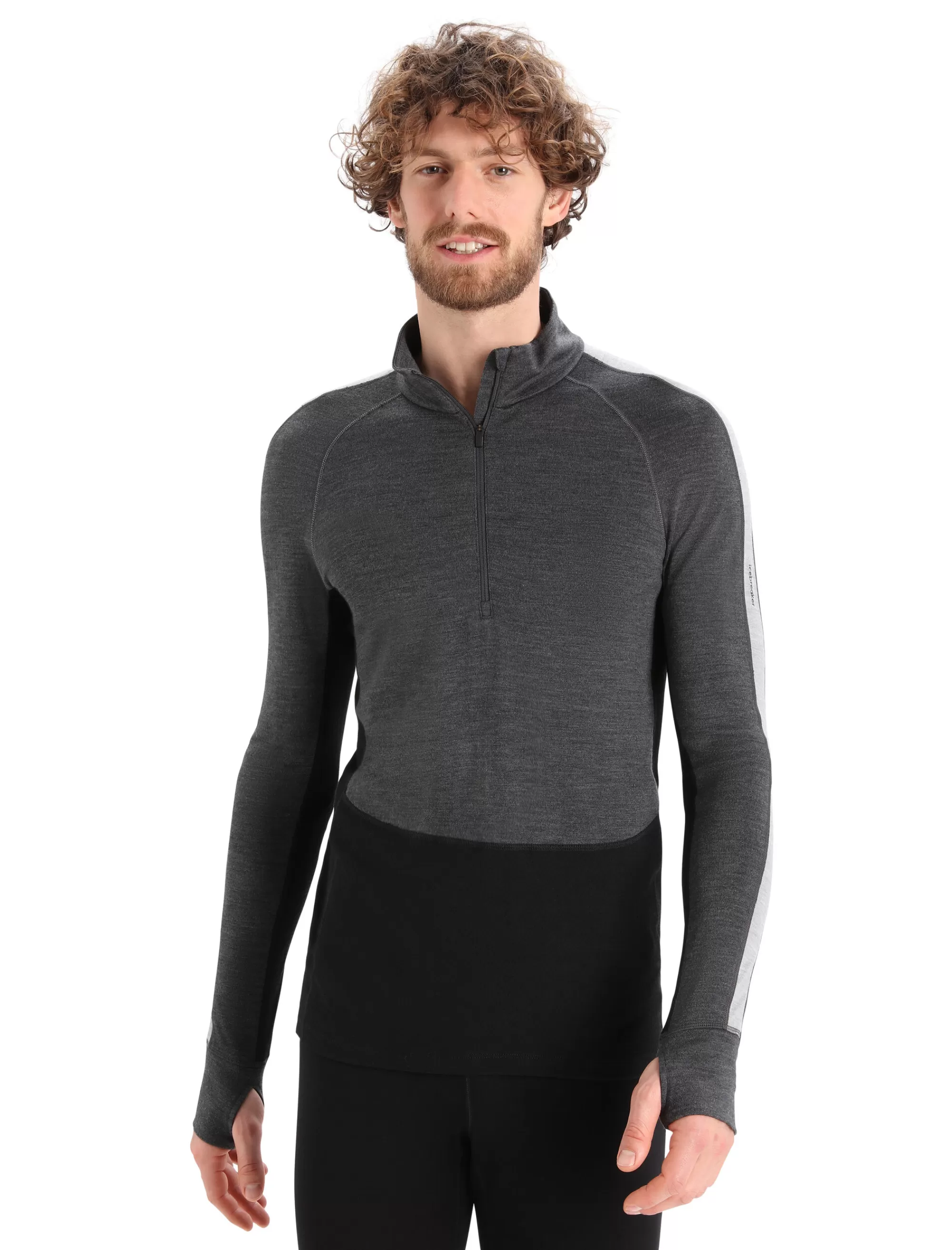 Best Sale Icebreaker 260 Zoneknit™ Merino Half-Zip-Langarmshirt Herren Jet Heather/Black