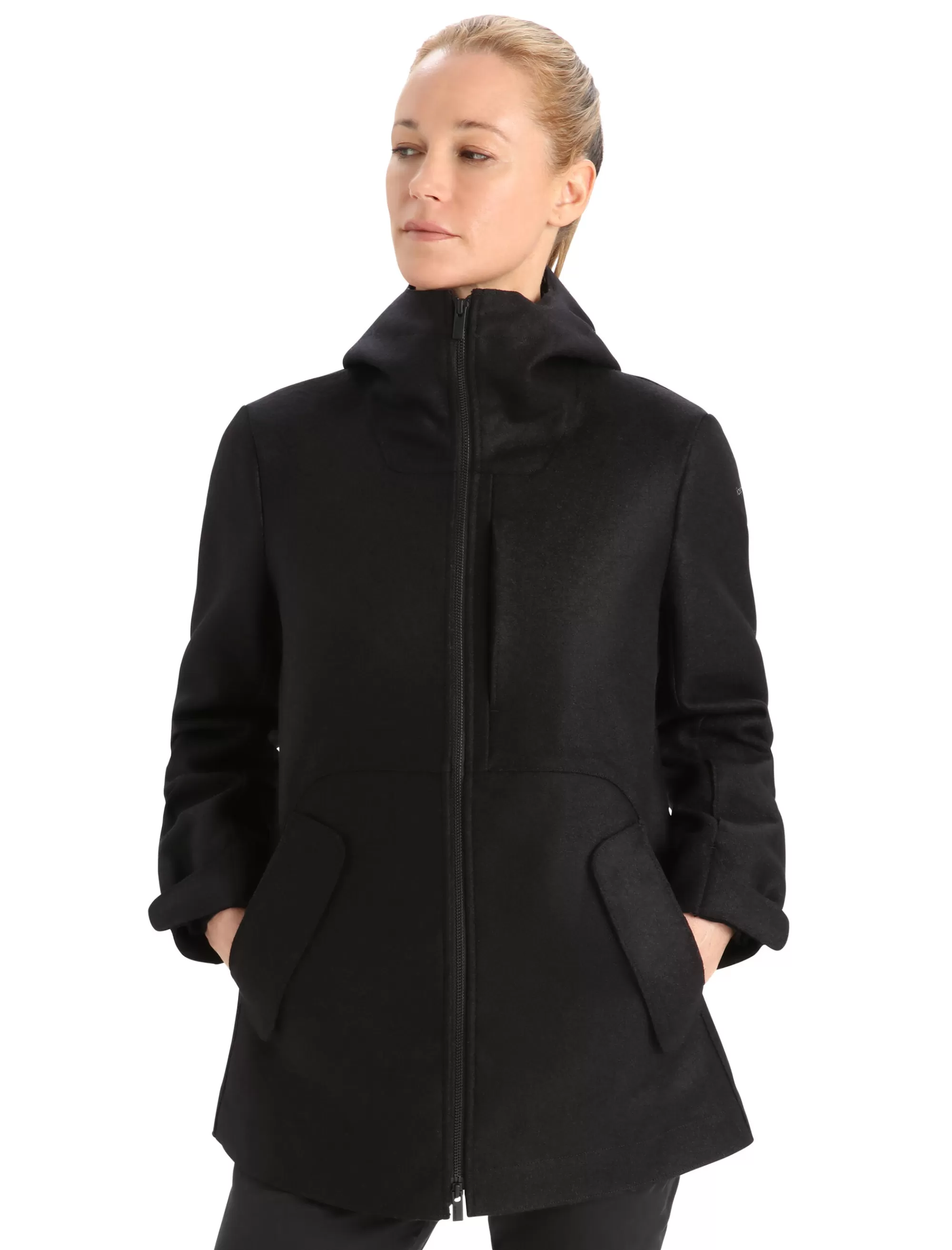 Online Icebreaker Gefilzte Merino Kapuzenjacke Damen Black