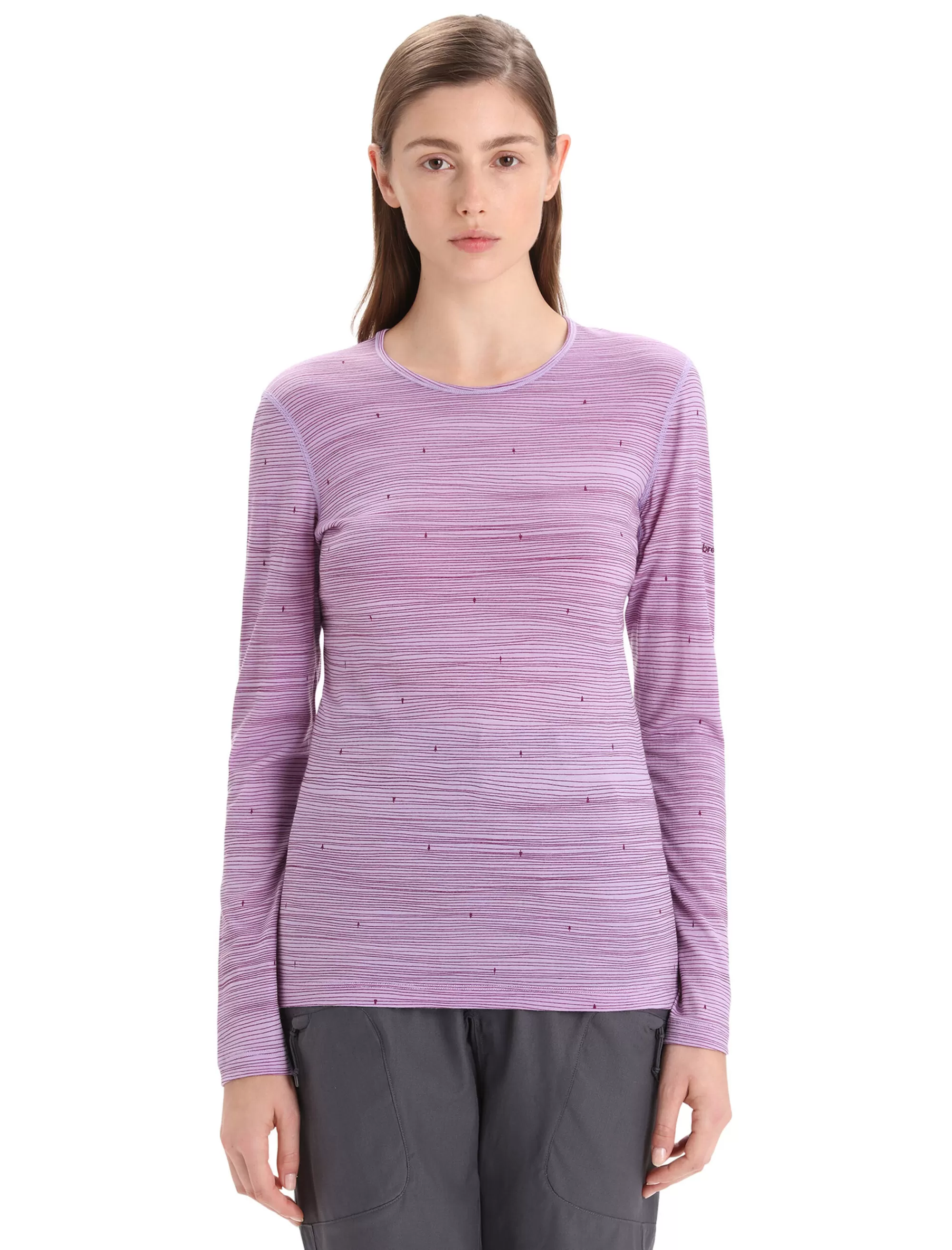 Store Icebreaker Merino 200 Oasis Langarmshirt Ski Tracks Damen Purple Gaze/Go Berry