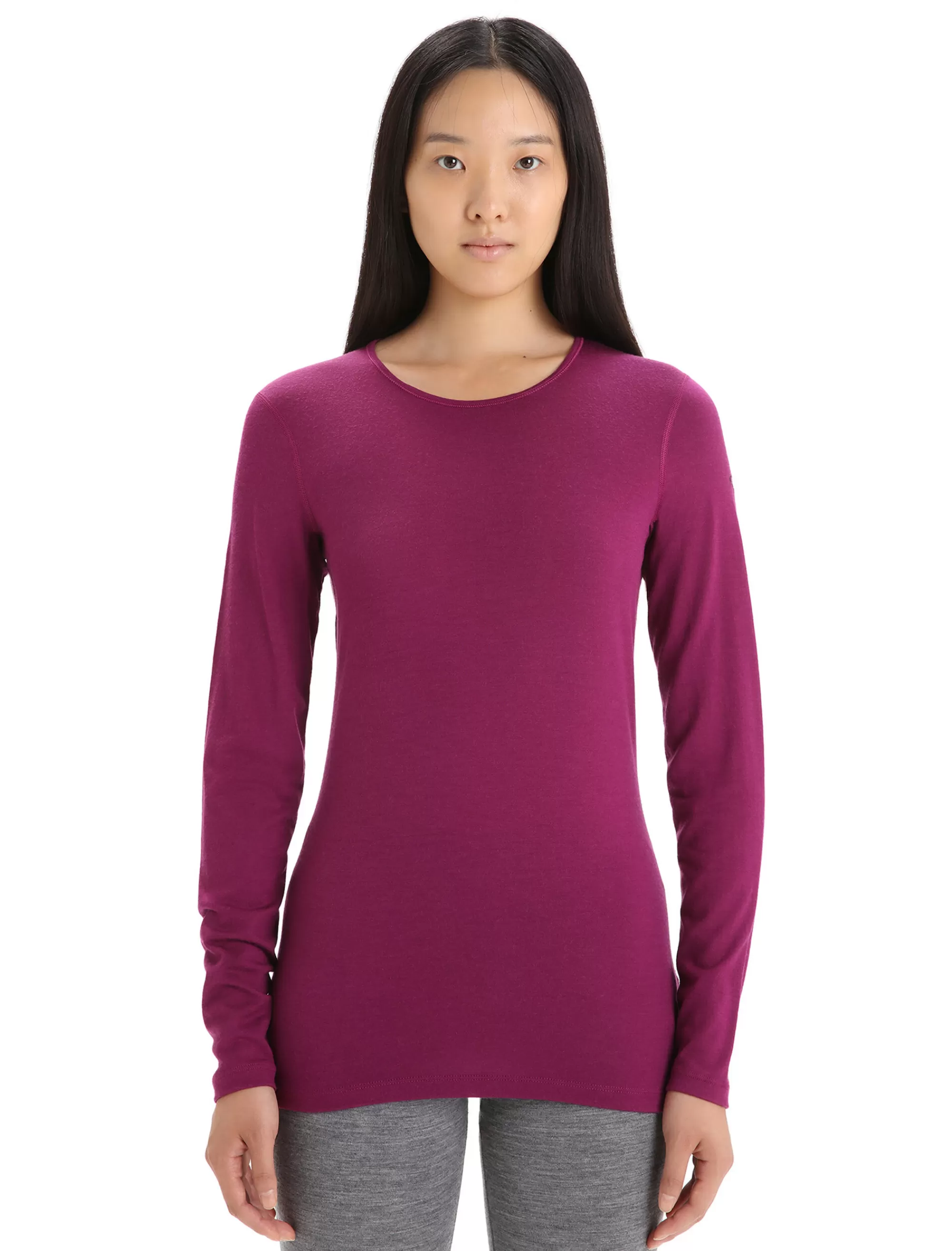 New Icebreaker Merino 200 Oasis Thermo-Langarmshirt Mit Rundhalsausschnitt Damen Go Berry