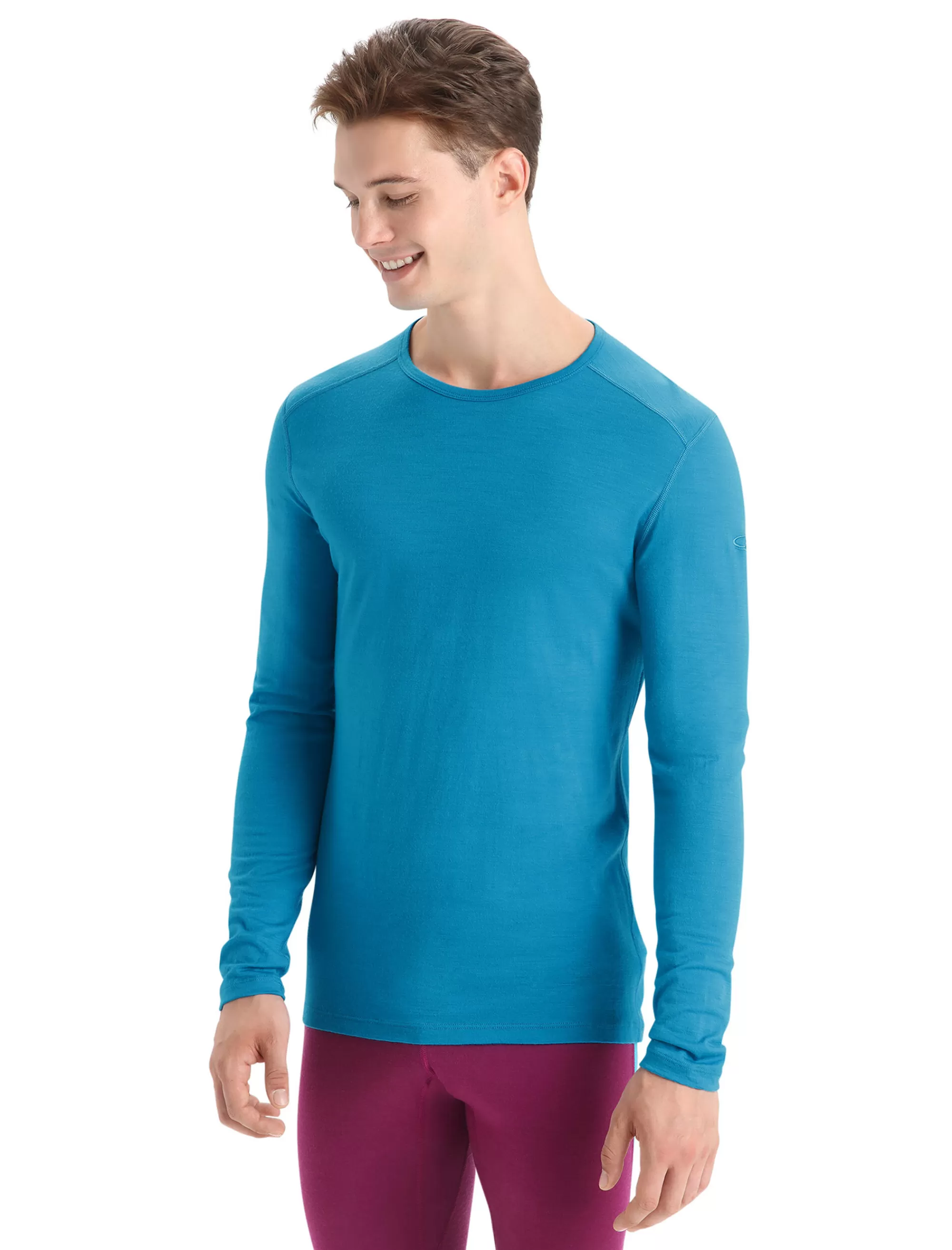 Fashion Icebreaker Merino 200 Oasis Thermo-Langarmshirt Mit Rundhalsausschnitt Herren Geo Blue