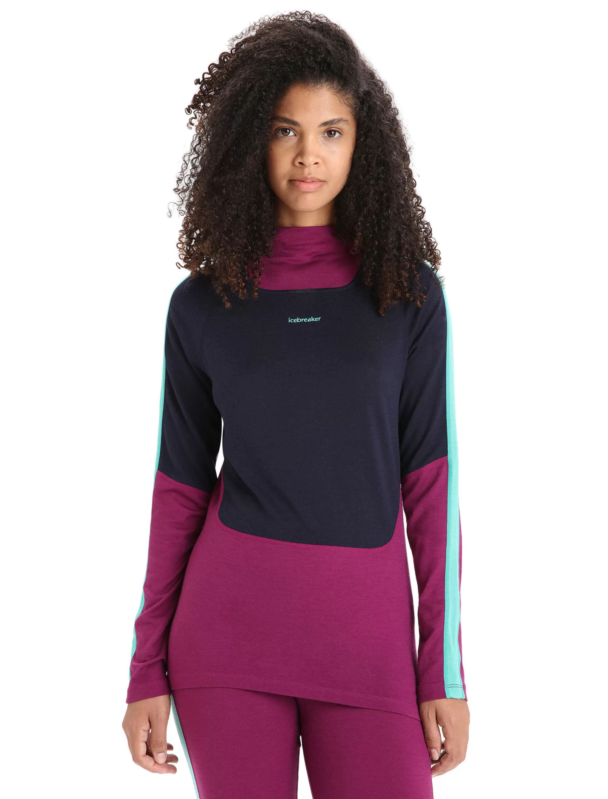 Flash Sale Icebreaker Merino 200 Sonebula Langarmshirt Mit Hohem Kragen Damen Go Berry/Midnight Navy