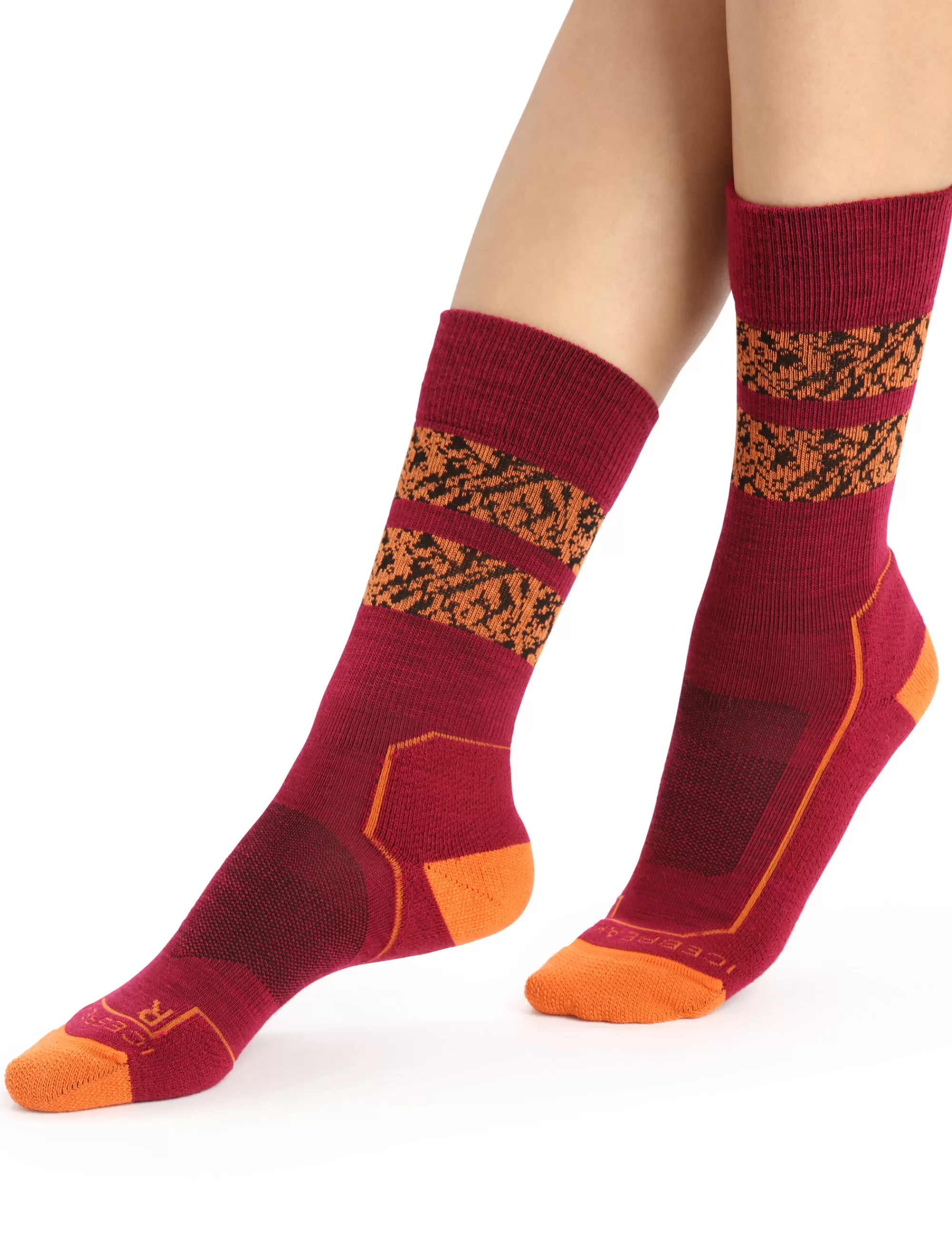 Discount Icebreaker Merino Hike+ Light Socken Crew Natural Summit Damen Vibrant Earth Heather/Go Berry