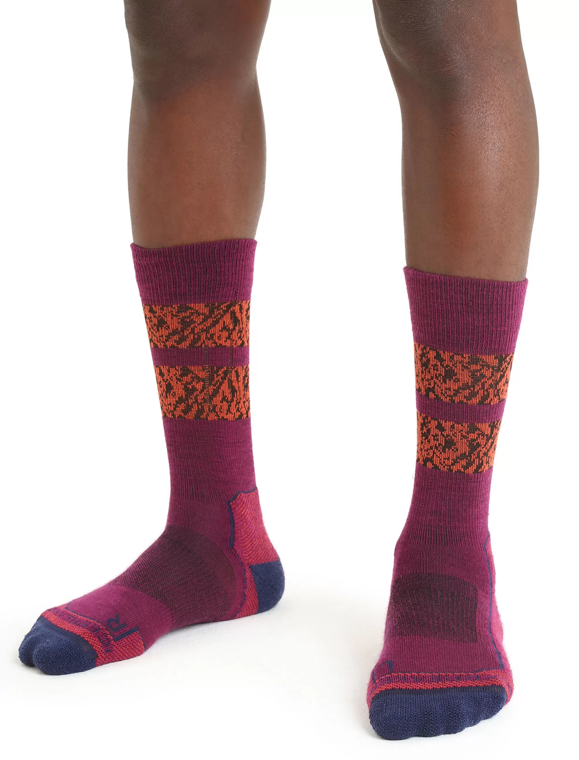 New Icebreaker Merino Hike+ Light Socken Crew Natural Summit Herren Go Berry/Royal Navy