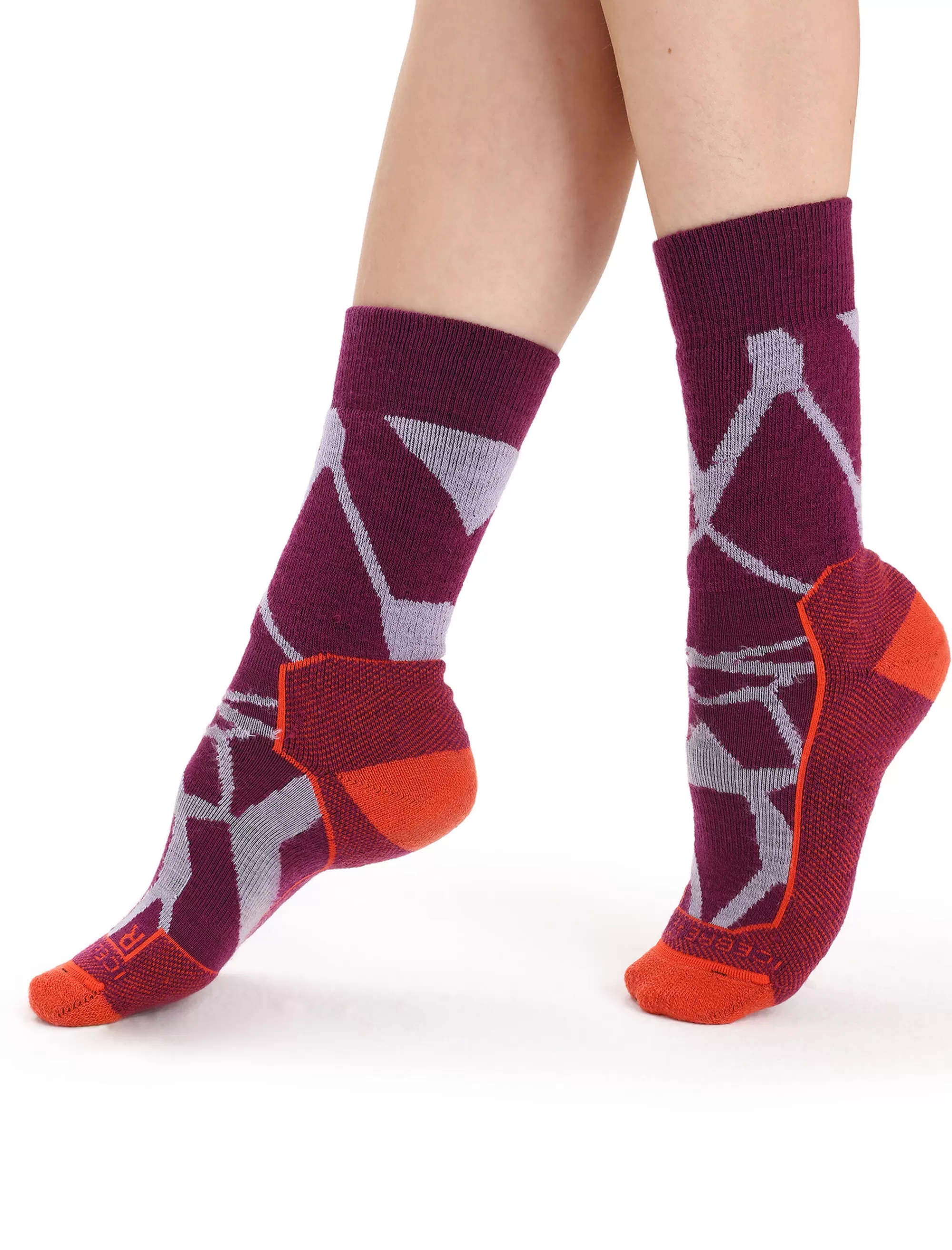 New Icebreaker Merino Hike+ Medium Socken Crew Fractured Landscapes Damen Purple Gaze/Go Berry