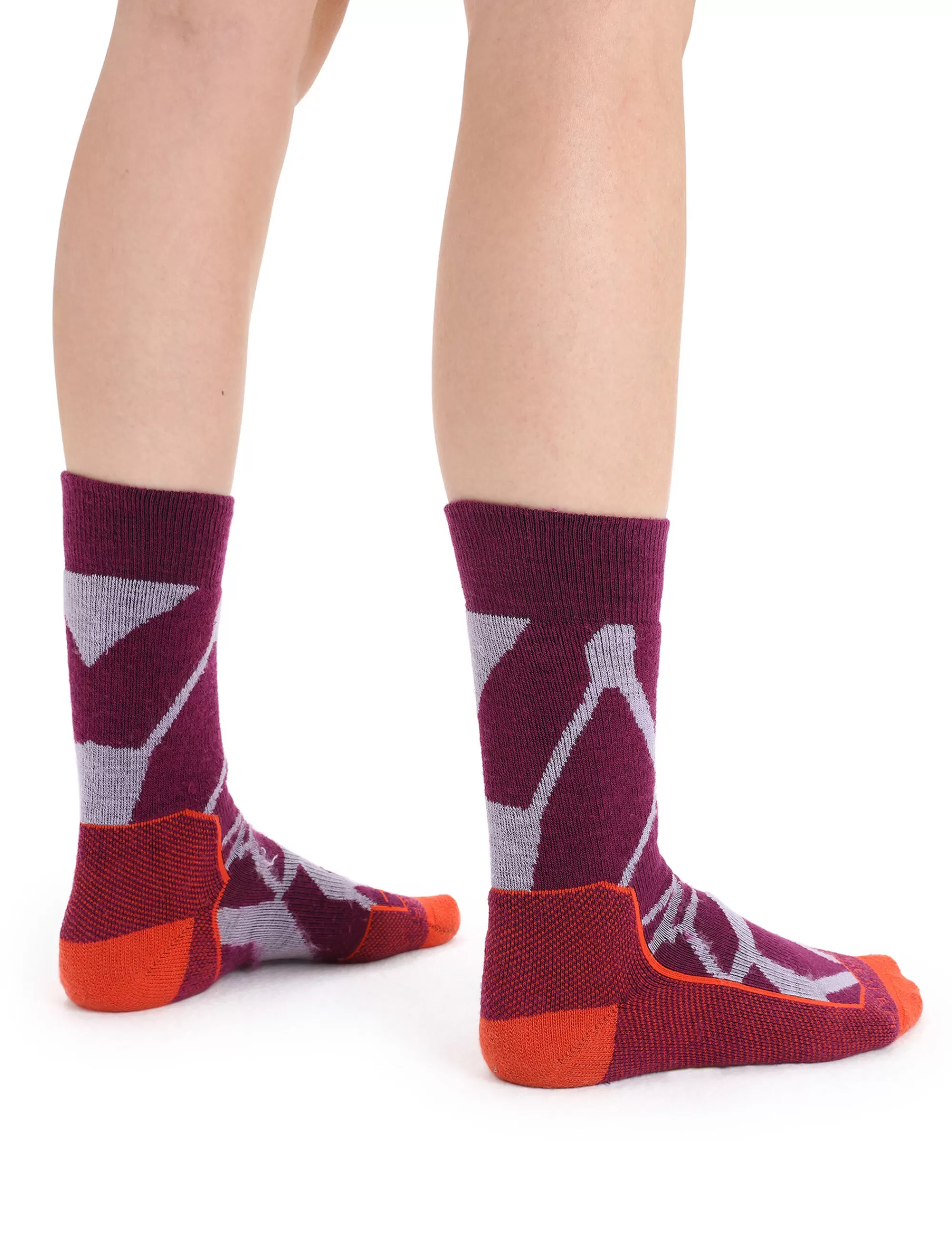 New Icebreaker Merino Hike+ Medium Socken Crew Fractured Landscapes Damen Purple Gaze/Go Berry