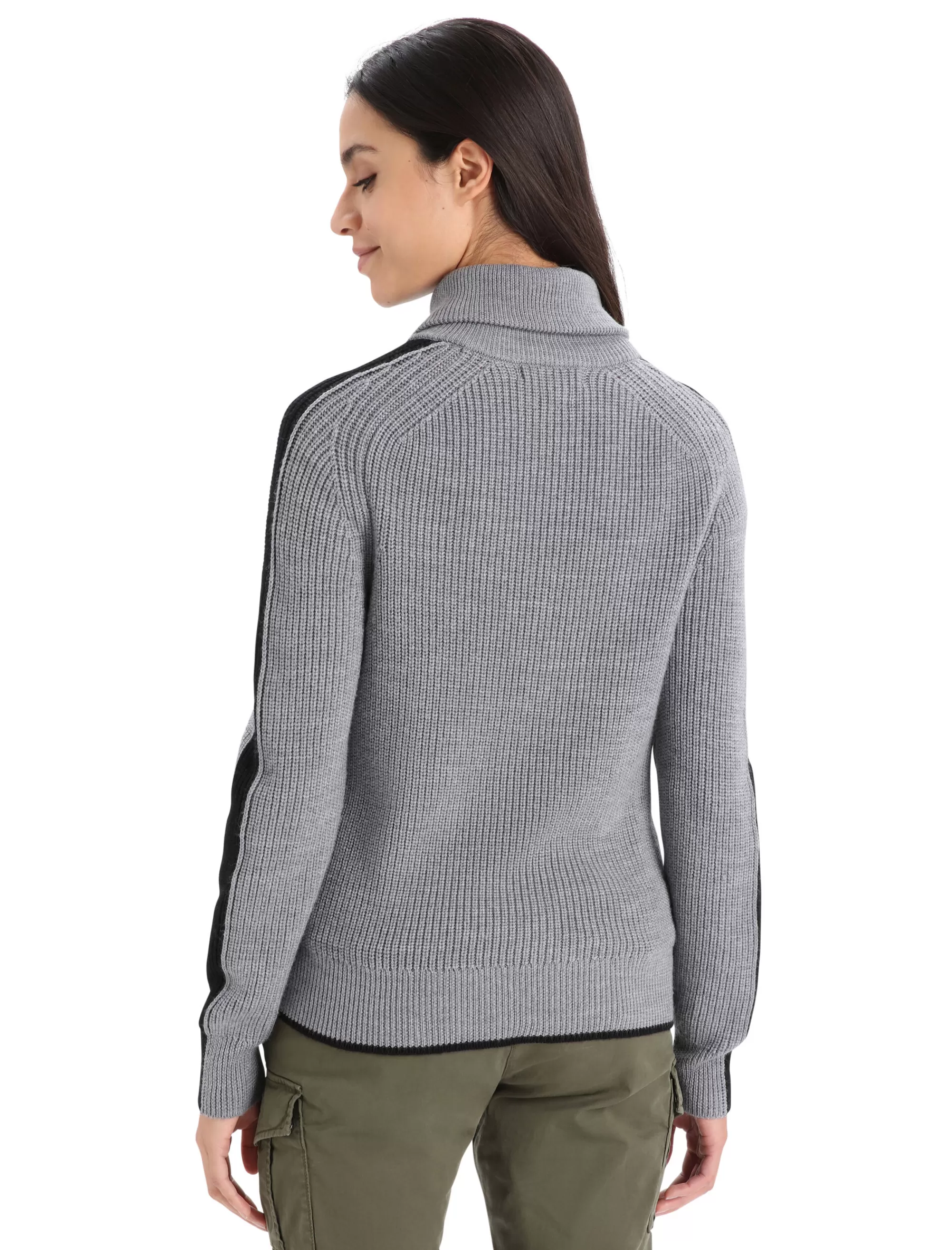 Fashion Icebreaker Merino Lodge Half-Zip-Pullover Damen Gritstone Heather/Black