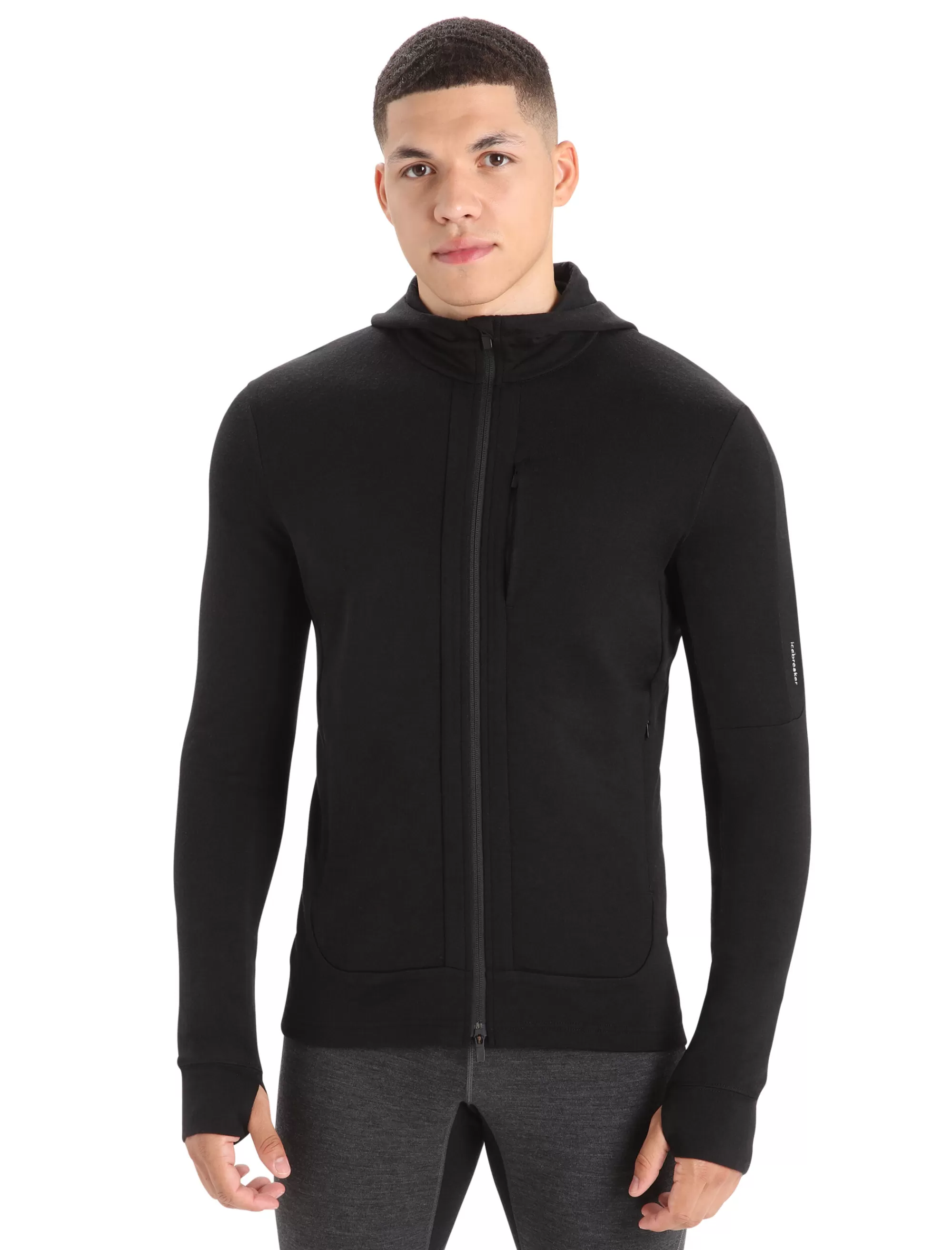 Clearance Icebreaker Merino Quantum Iii Zip-Hoodie Herren Black