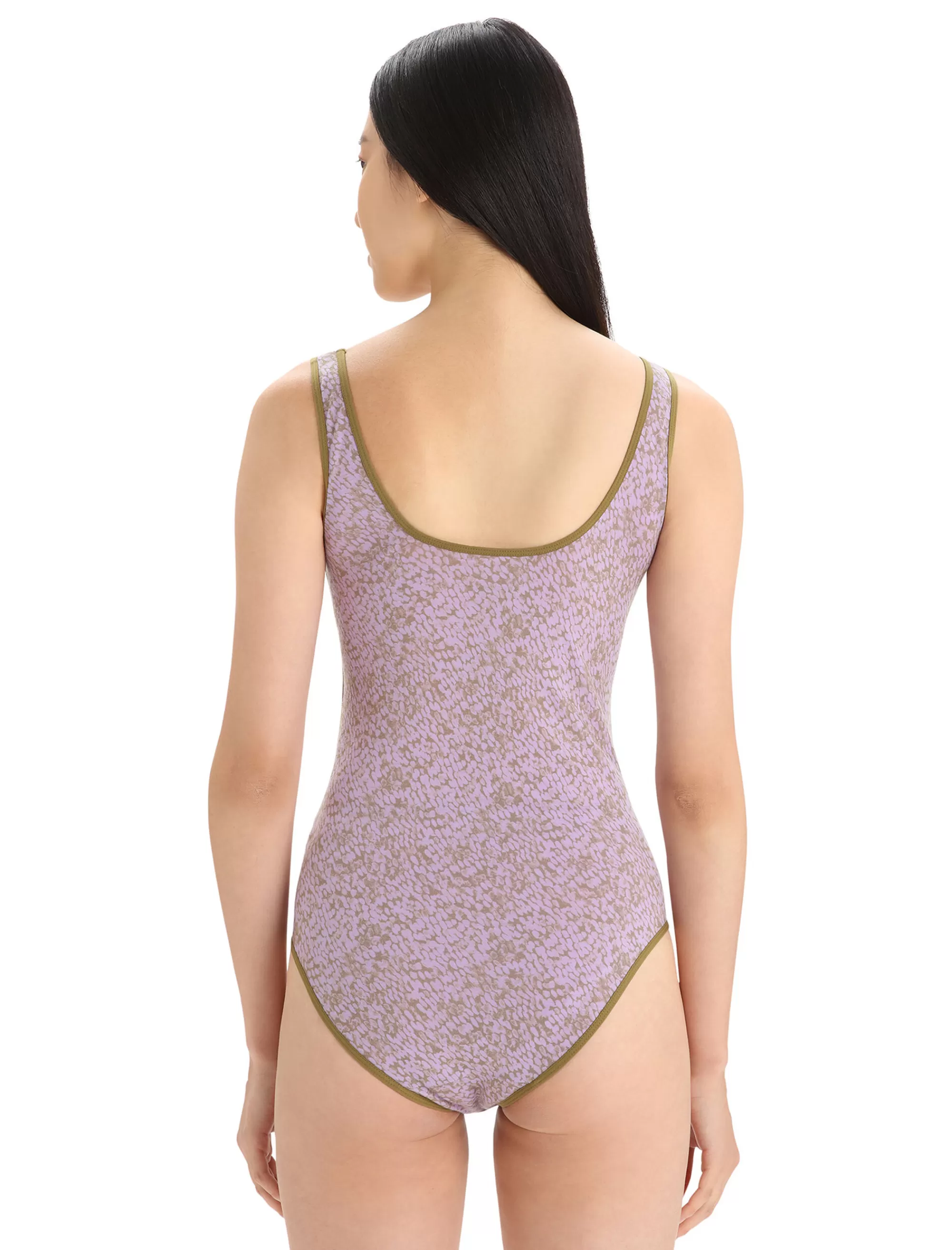 Clearance Icebreaker Merino Queens Tank Bodysuit Damen Algae/Purple Haze