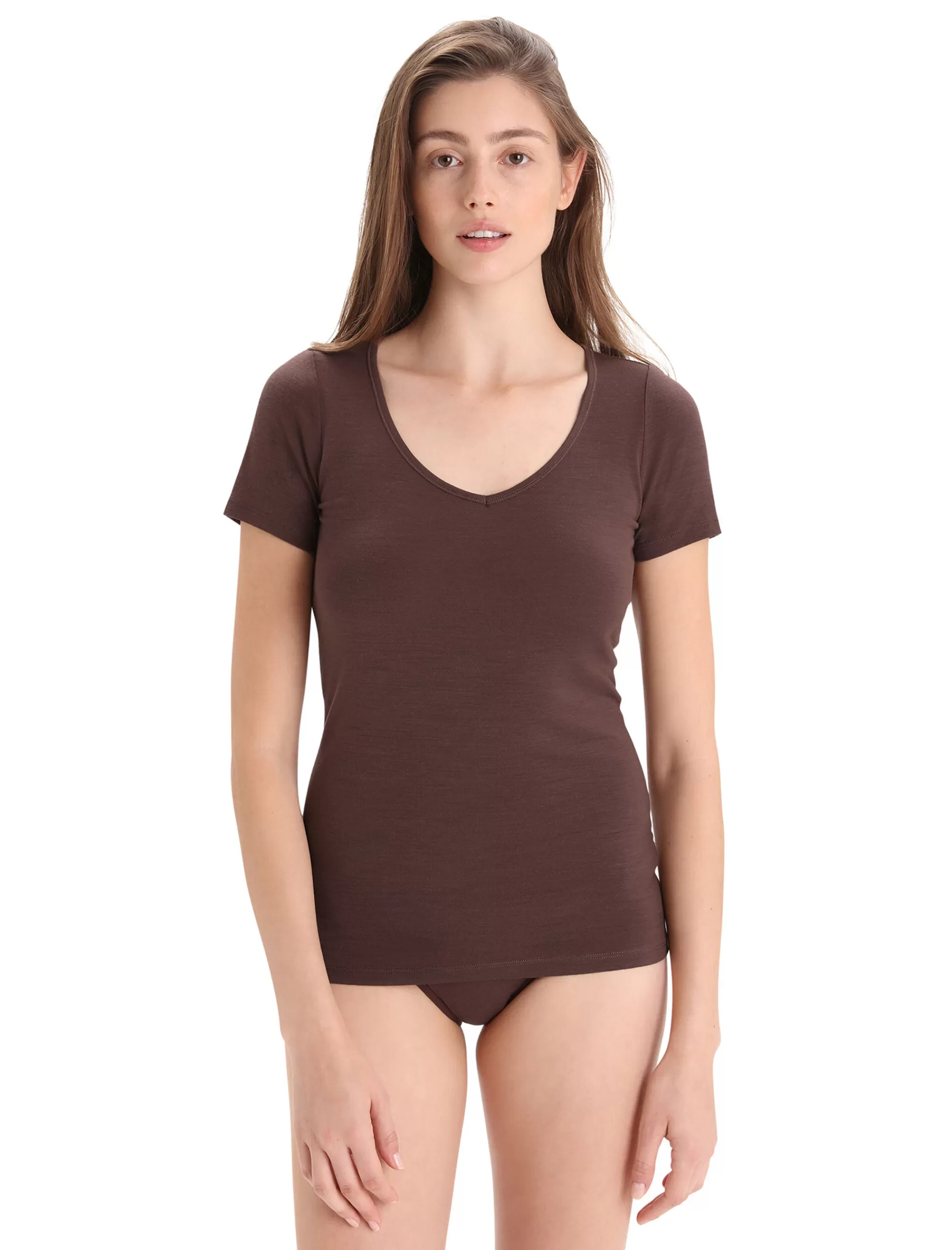 Clearance Icebreaker Merino Siren Kurzarmshirt Sweetheart Damen Umber