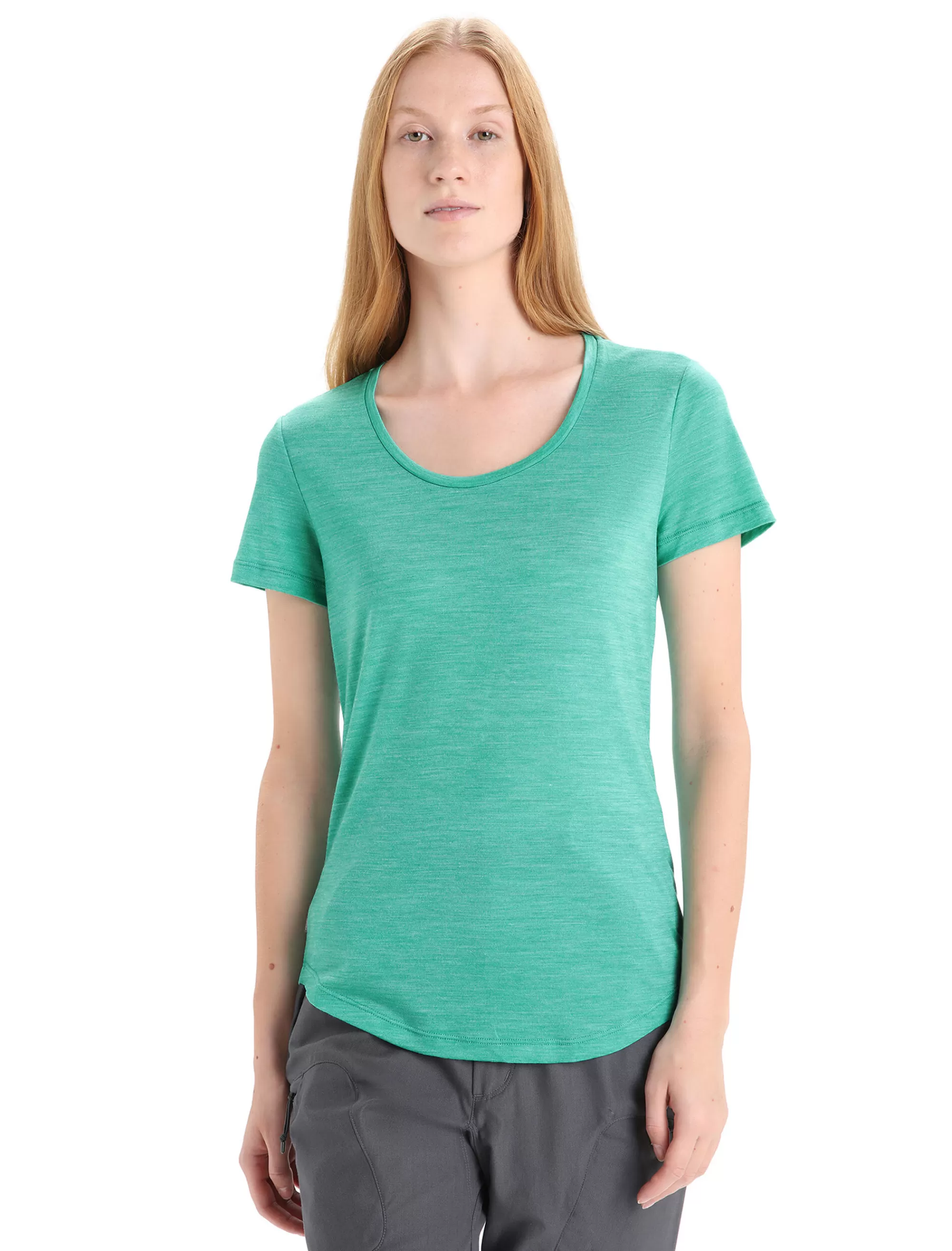 Cheap Icebreaker Merino Sphere Ii T-Shirt Mit U-Ausschnitt Damen Fresh Heather