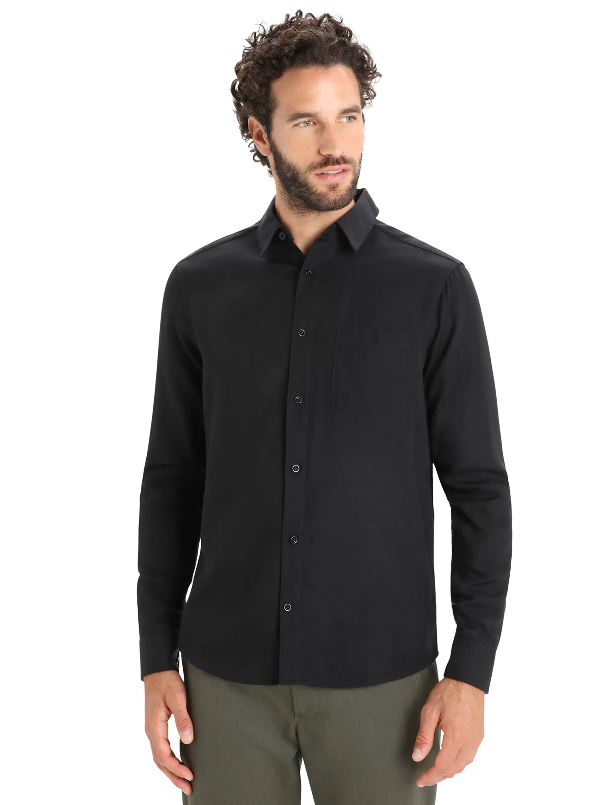 Sale Icebreaker Merino Steveston Langarmhemd Herren Black