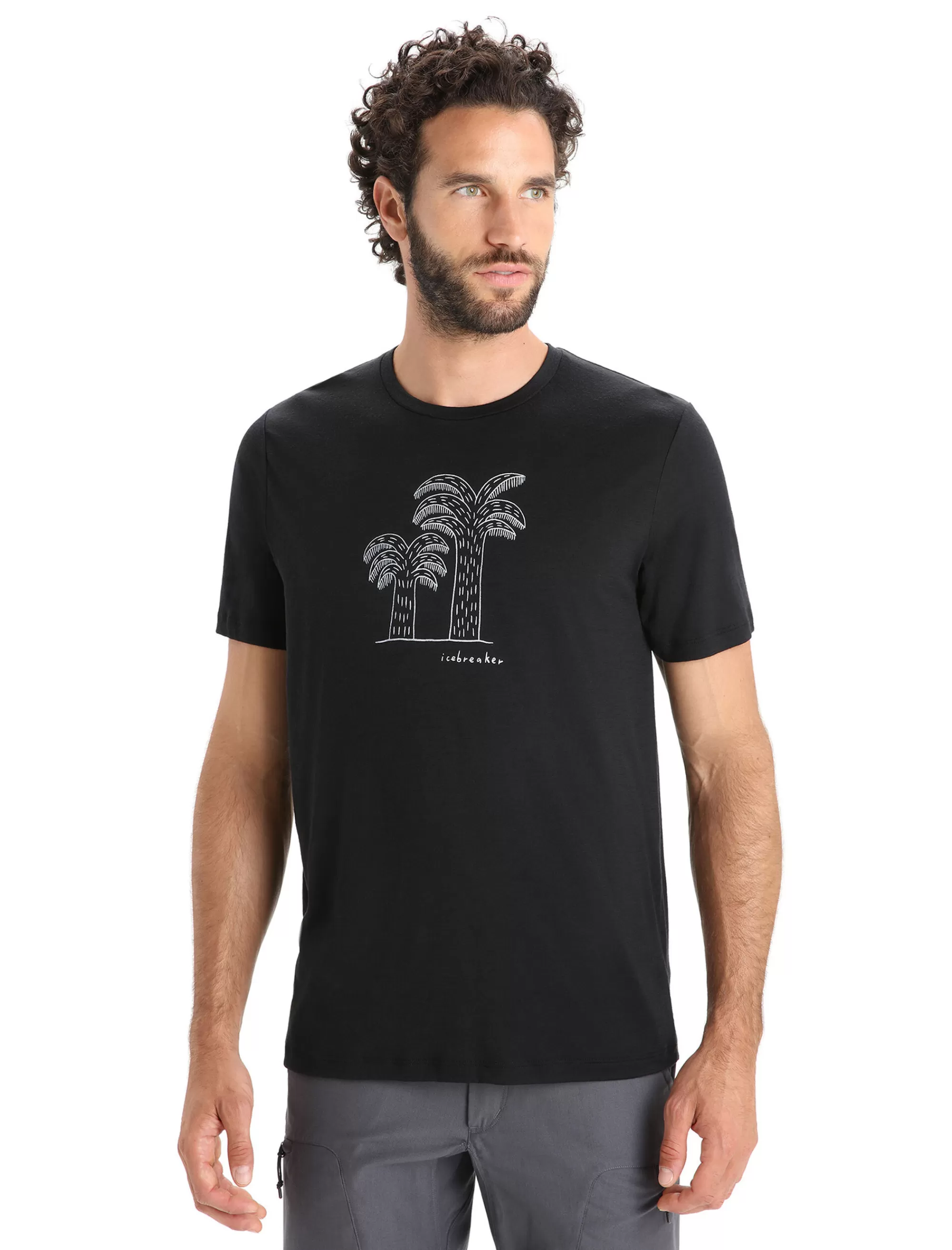 Clearance Icebreaker Merino Tech Lite Ii T-Shirt Giant Ferns Herren Black