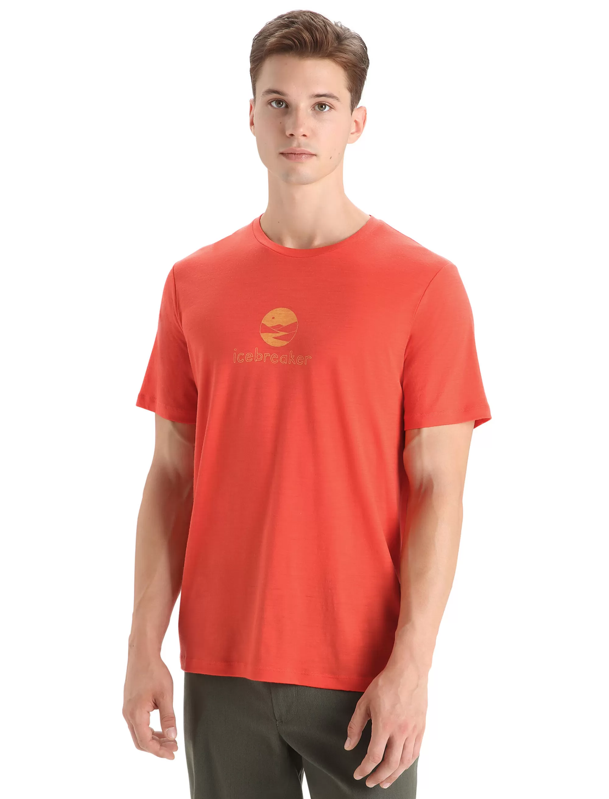 Clearance Icebreaker Merino Tech Lite Ii T-Shirt Ib Essential Logo Herren Vibrant Earth