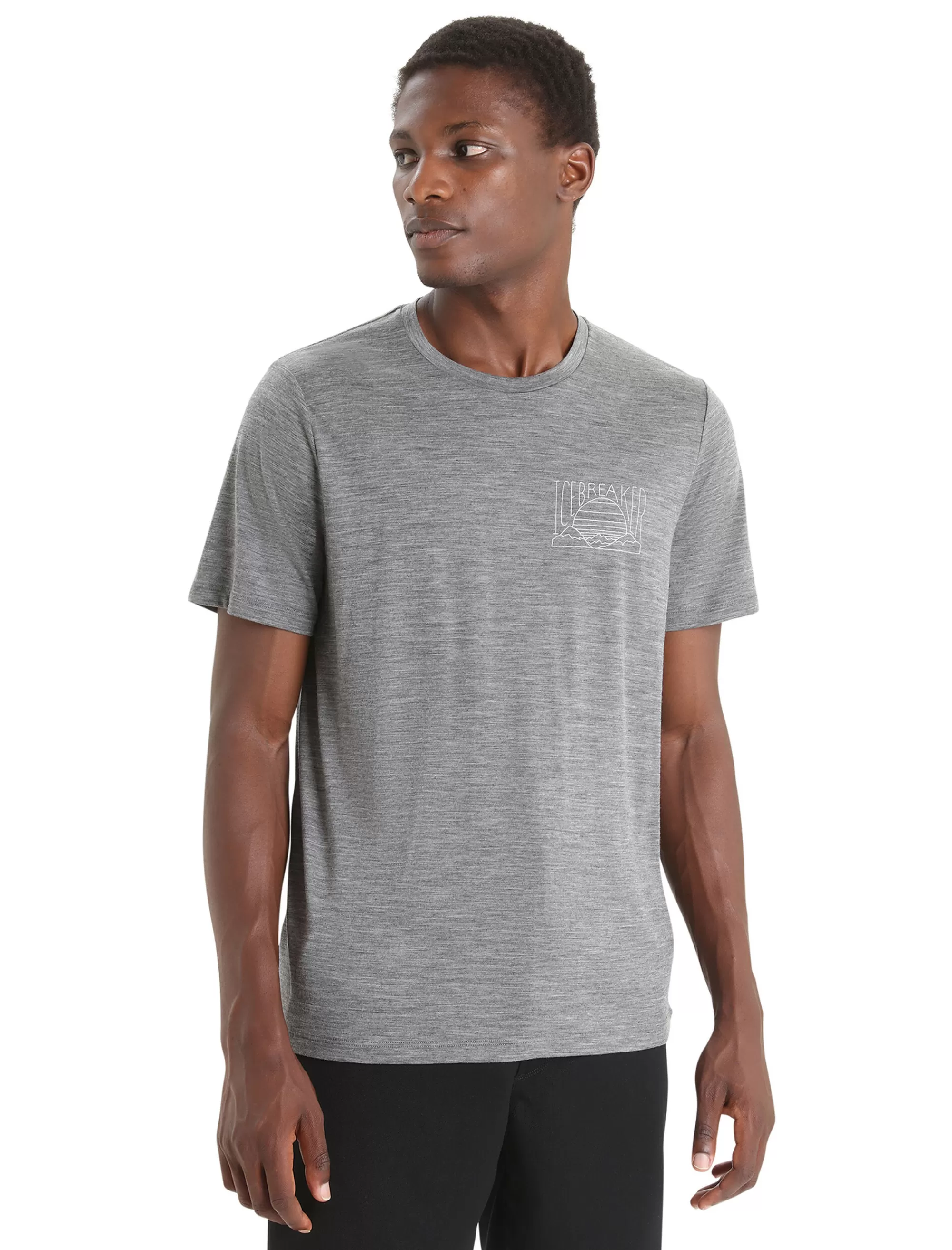 Hot Icebreaker Merino Tech Lite Ii T-Shirt Mountain Sunset Herren Gritstone Heather