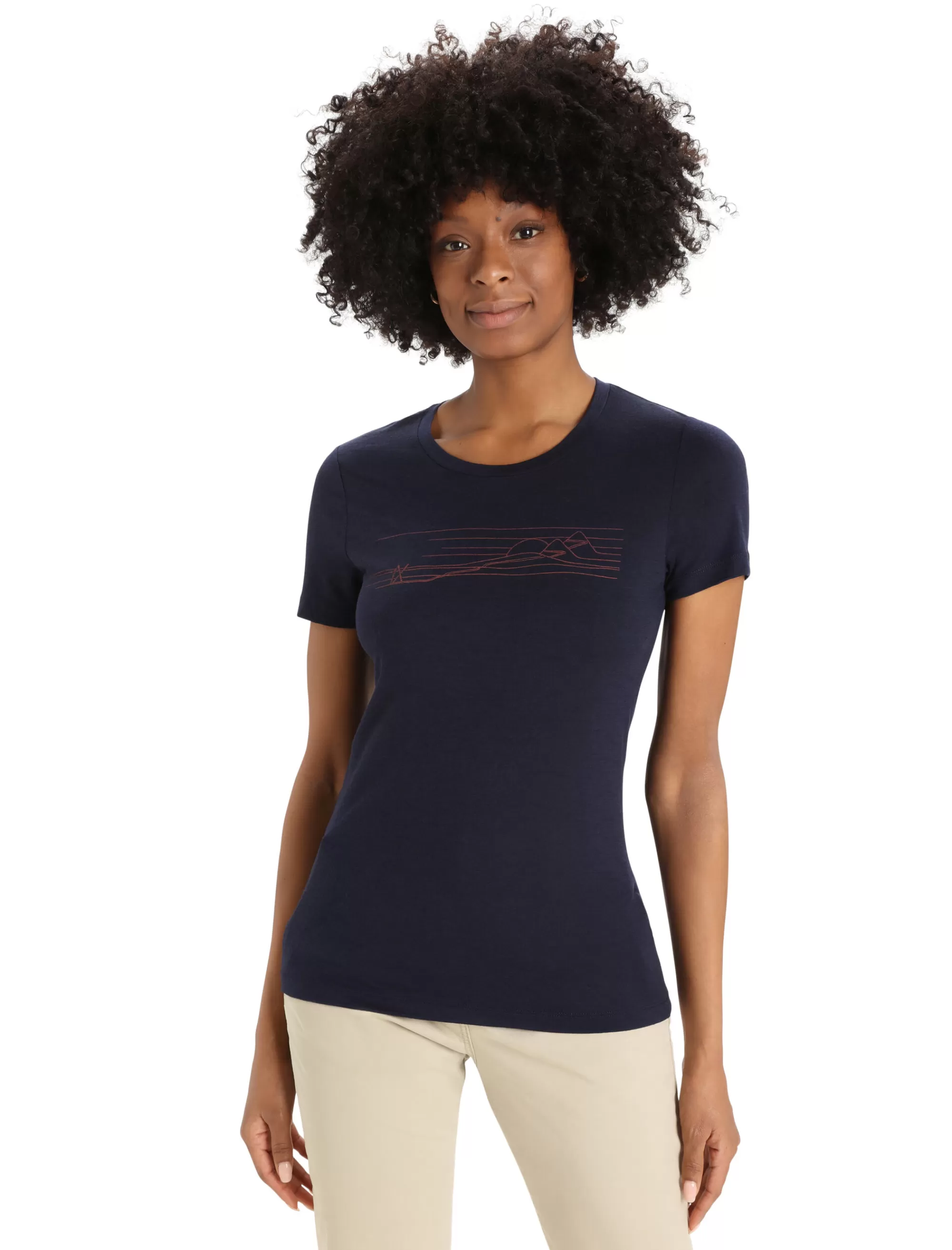 Shop Icebreaker Merino Tech Lite Ii T-Shirt Ski Stripes Damen Midnight Navy