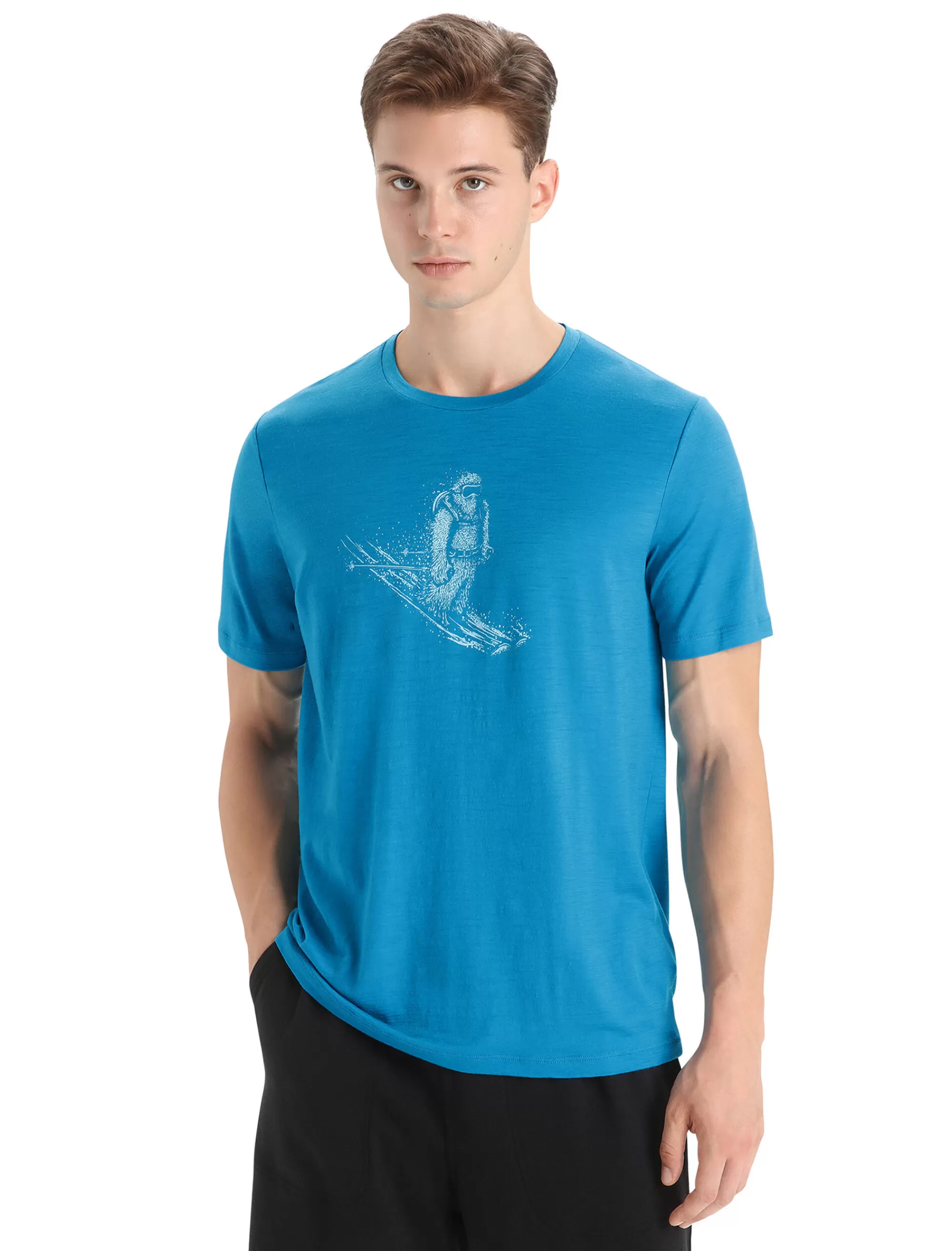 Flash Sale Icebreaker Merino Tech Lite Ii T-Shirt Skiing Yeti Herren Geo Blue