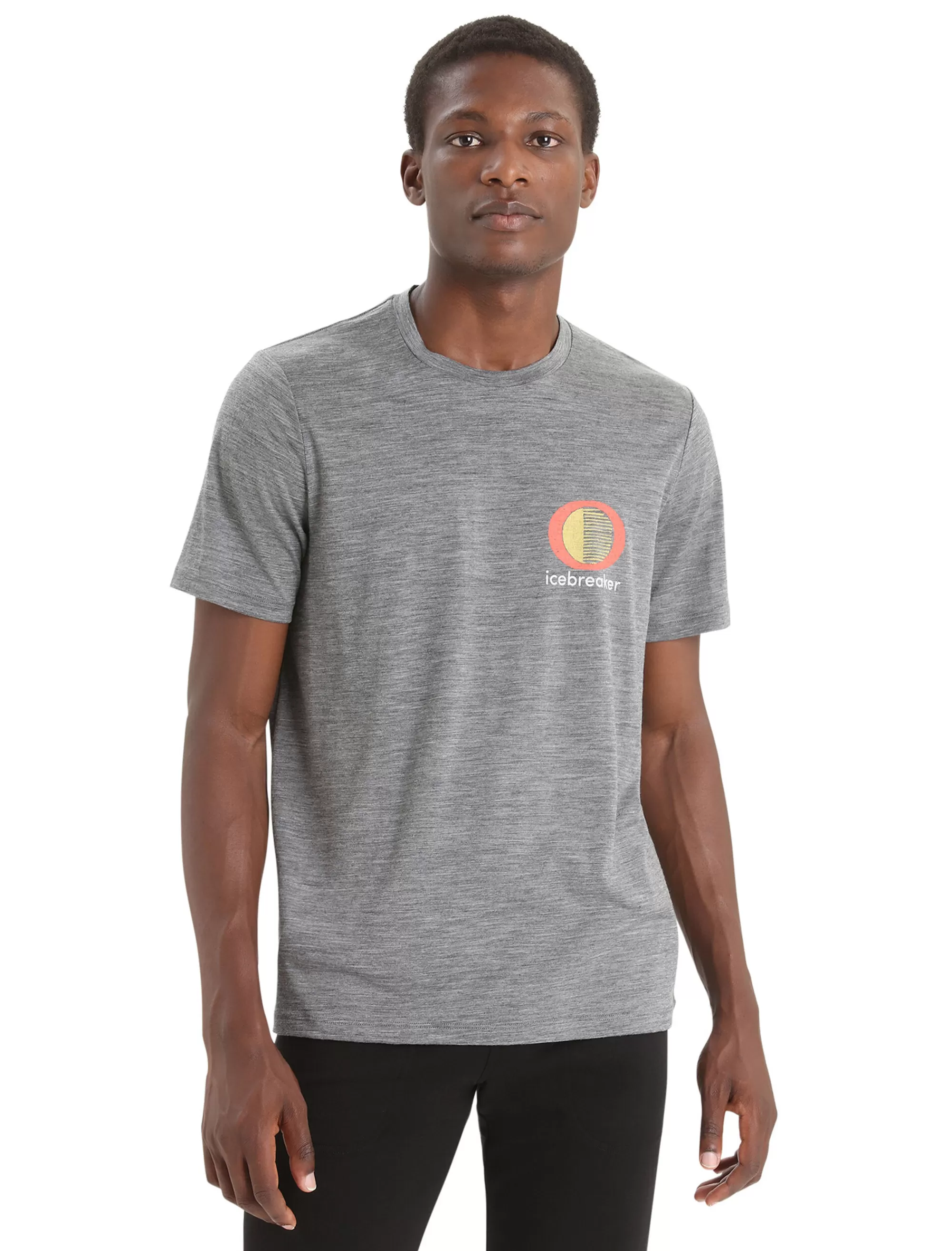 New Icebreaker Merino Tech Lite Ii T-Shirt Spring Glow Herren Gritstone Heather