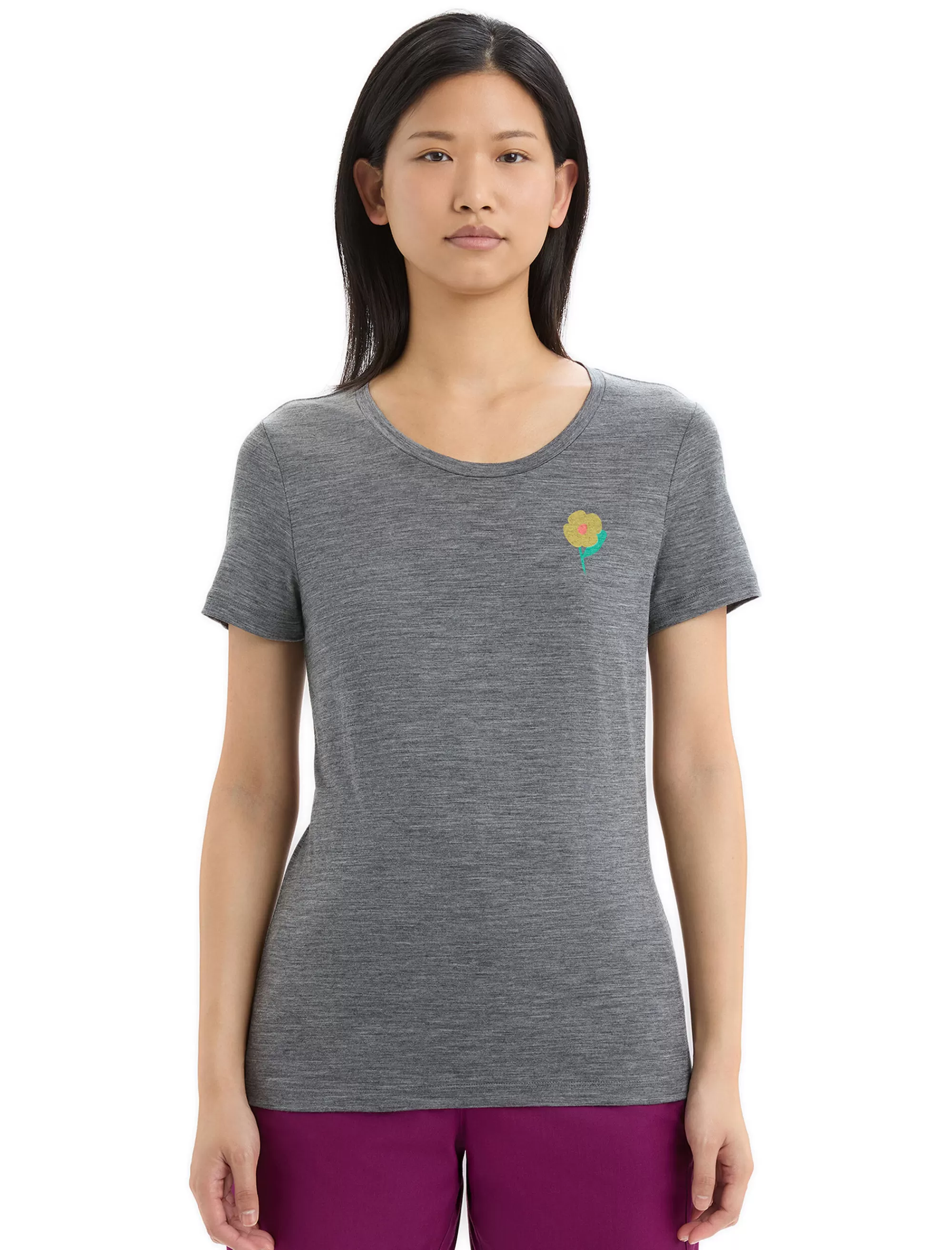 Flash Sale Icebreaker Merino Tech Lite Ii T-Shirt Springtime Flowers Damen Gritstone Heather