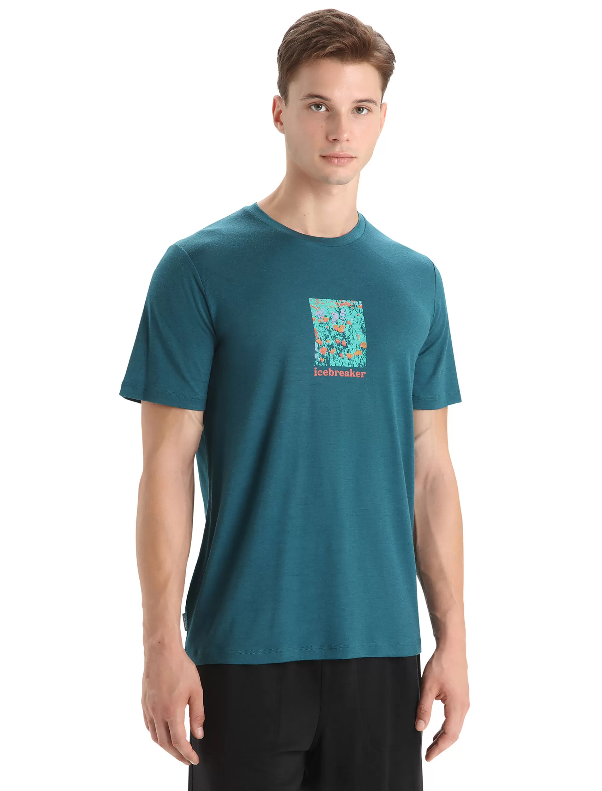 Store Icebreaker Merino Tech Lite Ii T-Shirt Wildflower Bloom Herren Green Glory