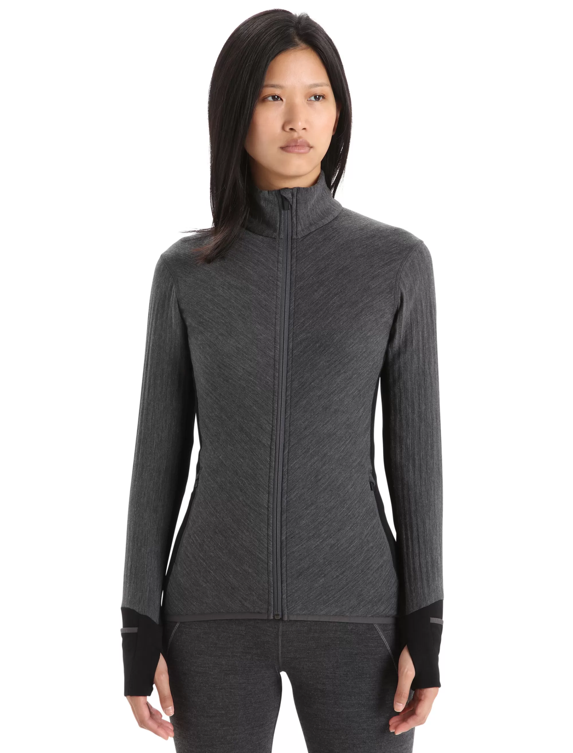 Best Sale Icebreaker Realfleece™ Merino Descender Jacke Damen Jet Heather/Black