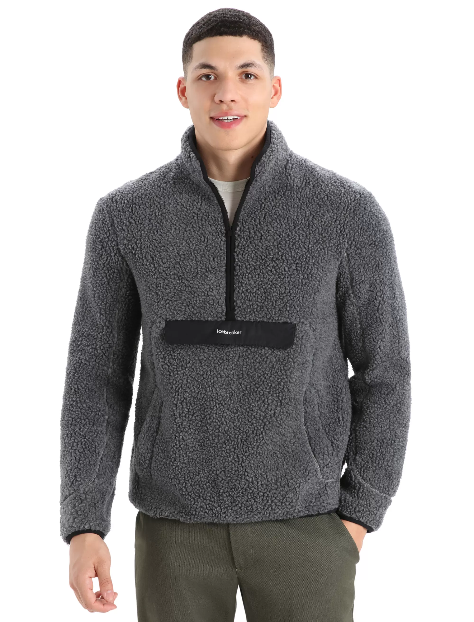 Clearance Icebreaker Realfleece™ Merino High Pile Half-Zip-Pullover Herren Gritstone Heather/Black