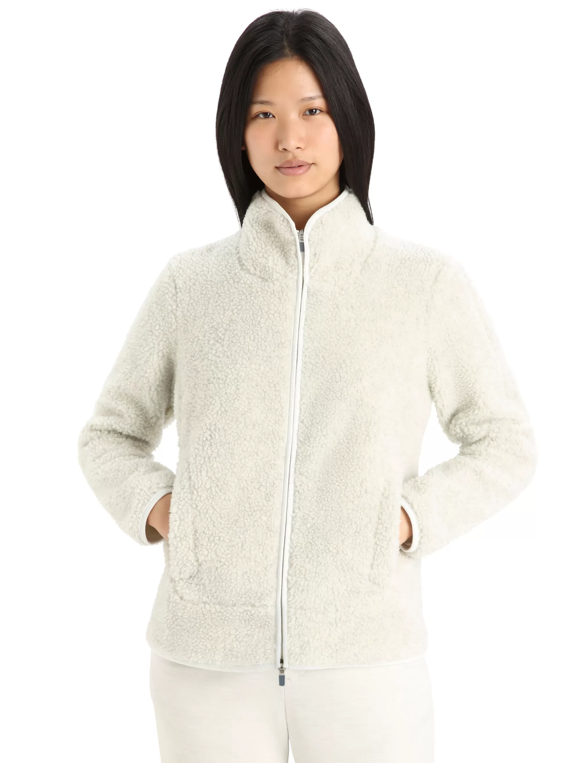 Discount Icebreaker Realfleece™ Merino High Pile Zip-Jacke Damen Ecru Heather/Snow