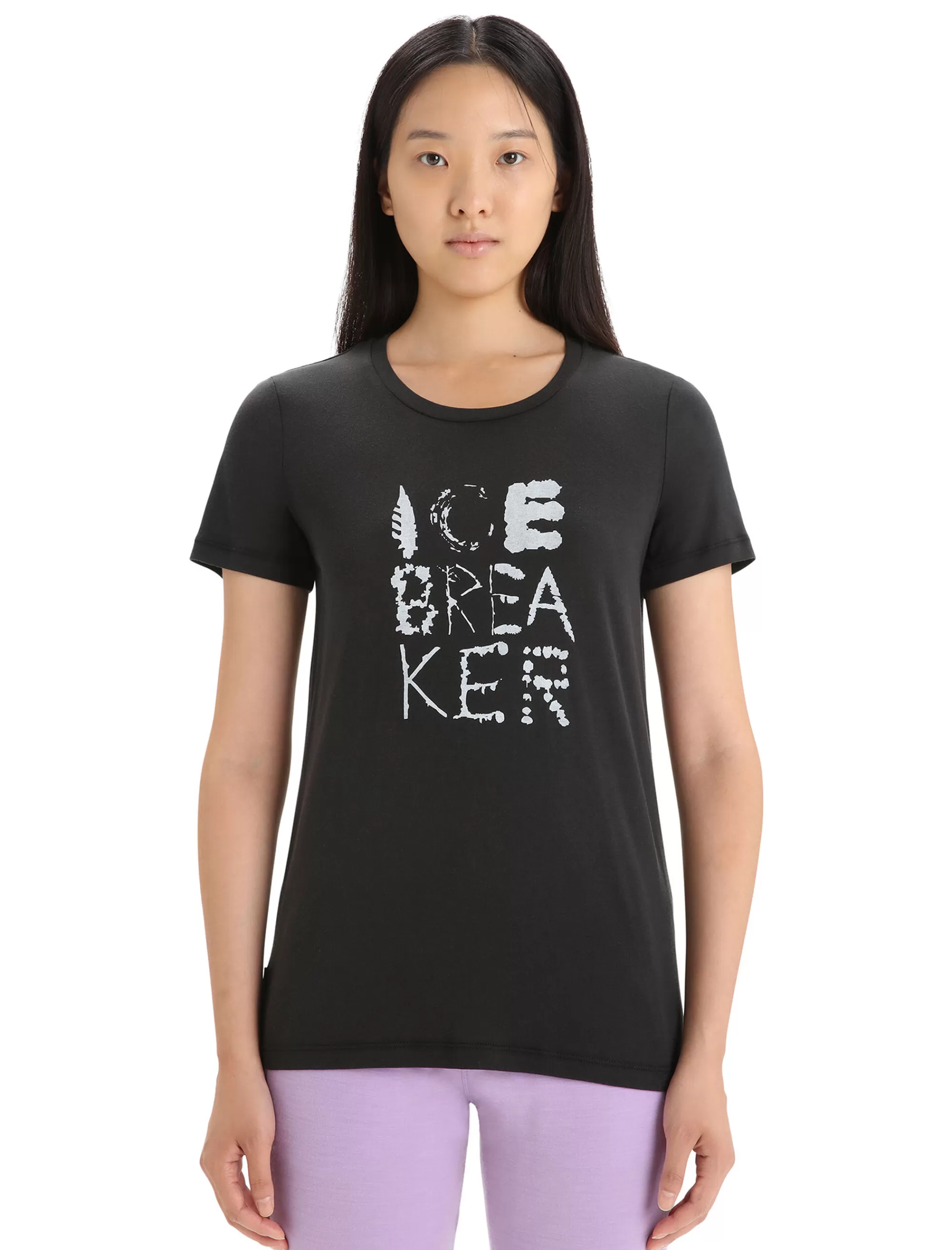 New Icebreaker Tencel Cotton T-Shirt Natural Damen Black