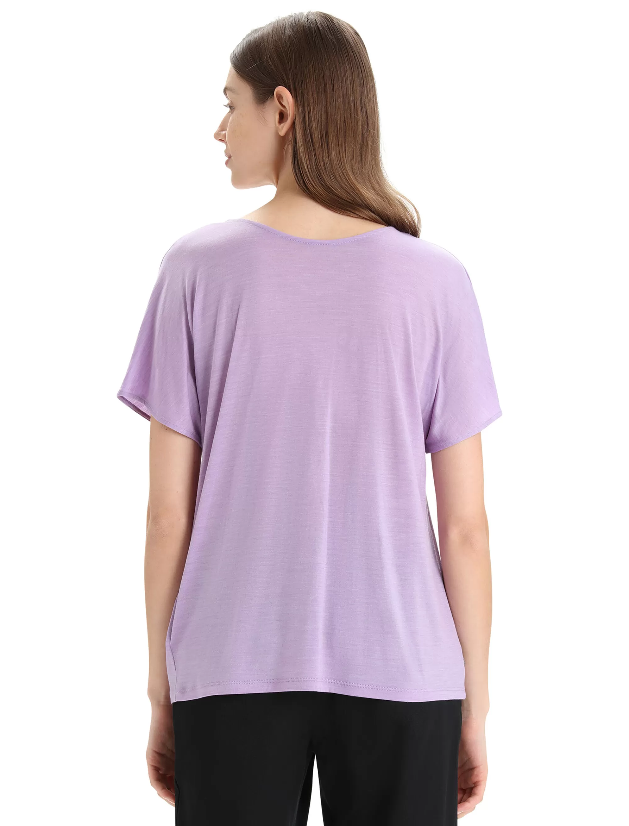 Cheap Icebreaker Wendbares Merino Drayden T-Shirt Damen Purple Gaze