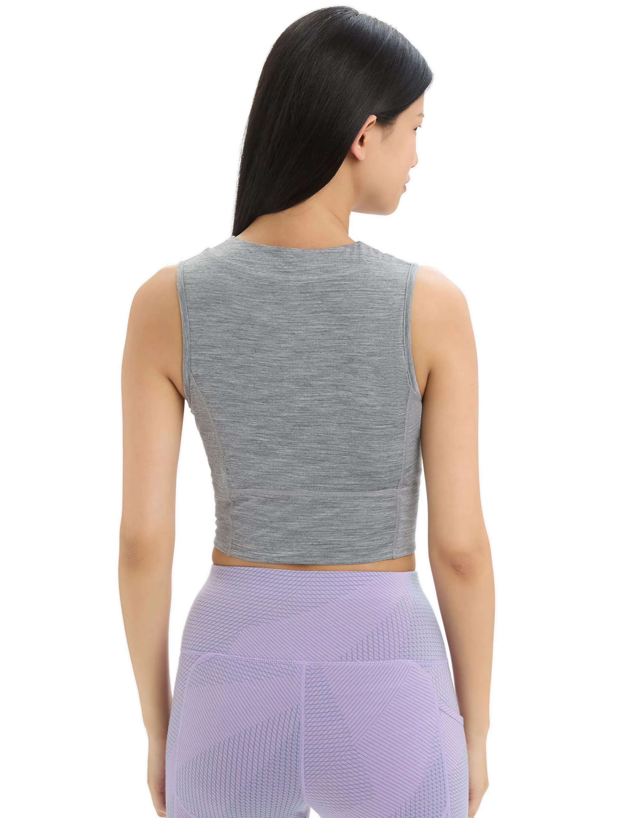 Hot Icebreaker Zoneknit™ Merino Crop Top Geodetic Damen Metro Heather/Black