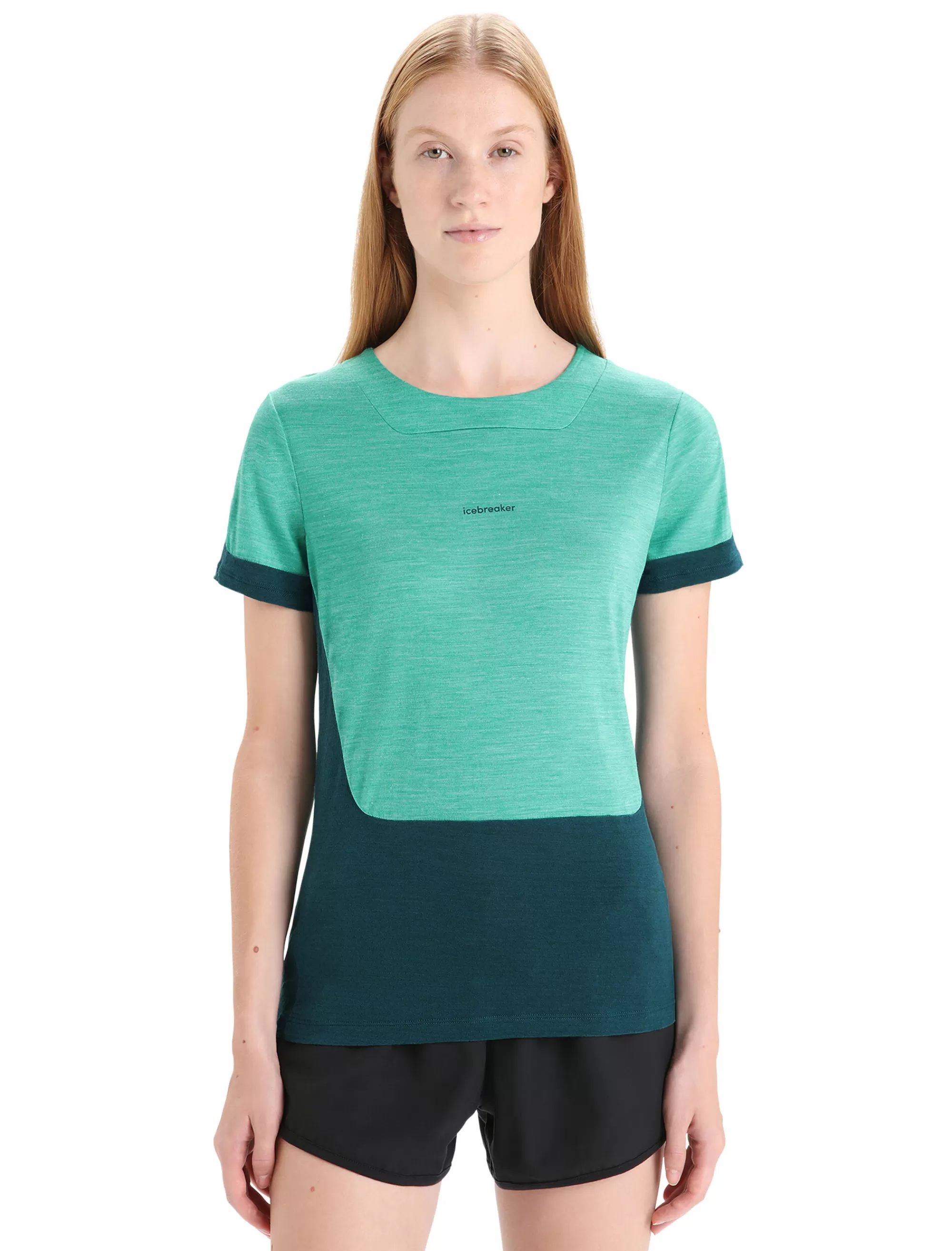 New Icebreaker Zoneknit™ Merino Kurzarmshirt Damen Fresh Heather/Green Glory