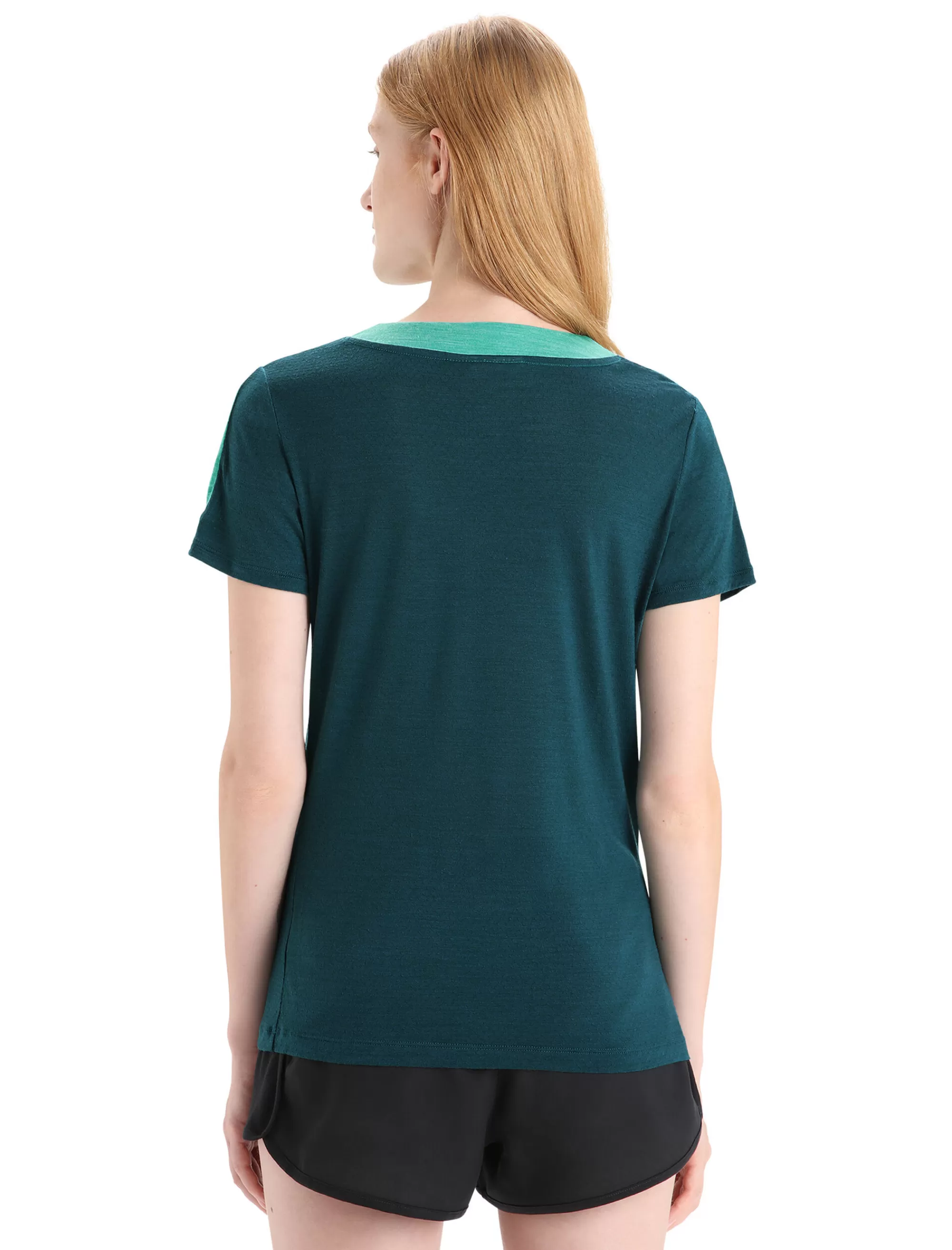 New Icebreaker Zoneknit™ Merino Kurzarmshirt Damen Fresh Heather/Green Glory